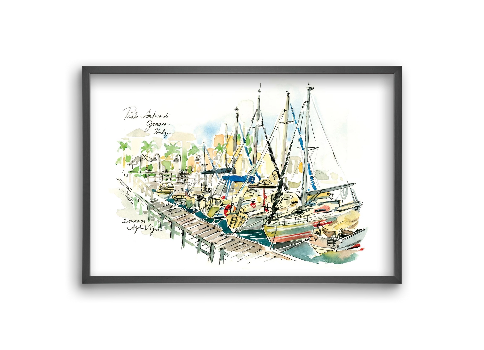 PORTO ANTICO di Genova, Italy - 2023.08.02., 30x20 cm (30x20 cm), Fekete keret