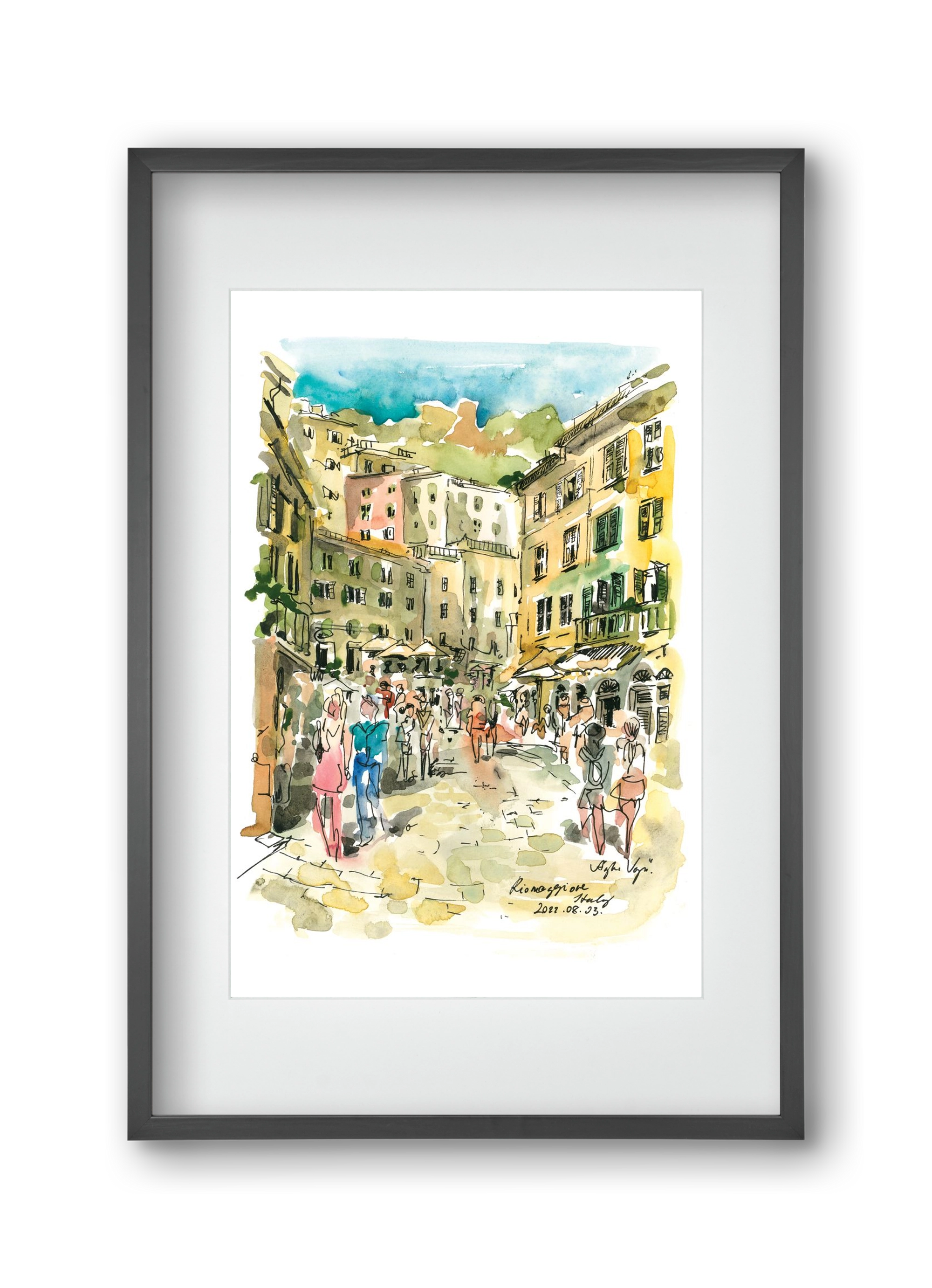 RIOMAGGIORE, Cinque Terre, Italy - 2022.08.03., 30x45 cm (20x30 cm), Fekete keret, paszpartuval