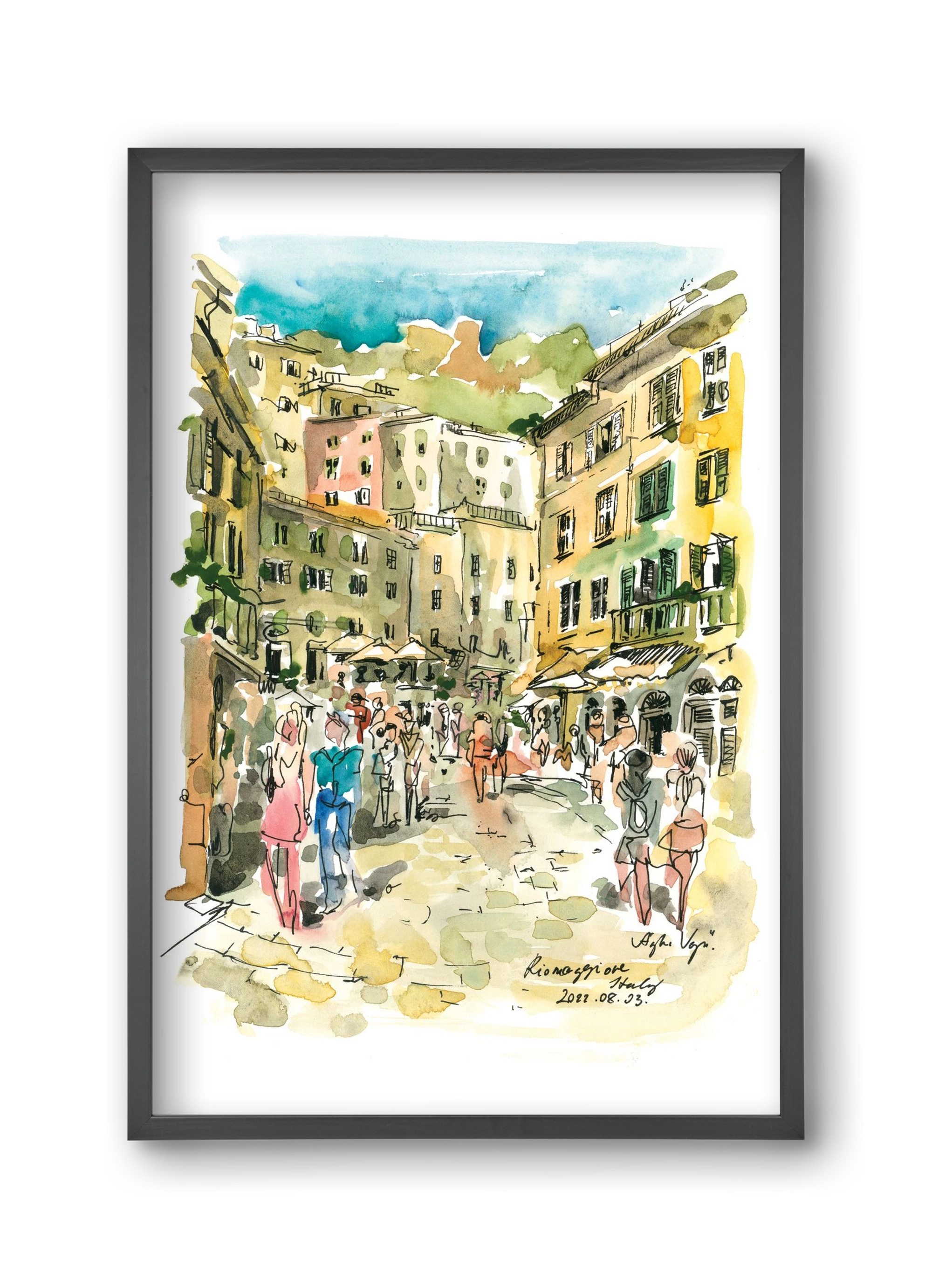 RIOMAGGIORE, Cinque Terre, Italy - 2022.08.03., 30x45 cm (30x45 cm), Fekete keret