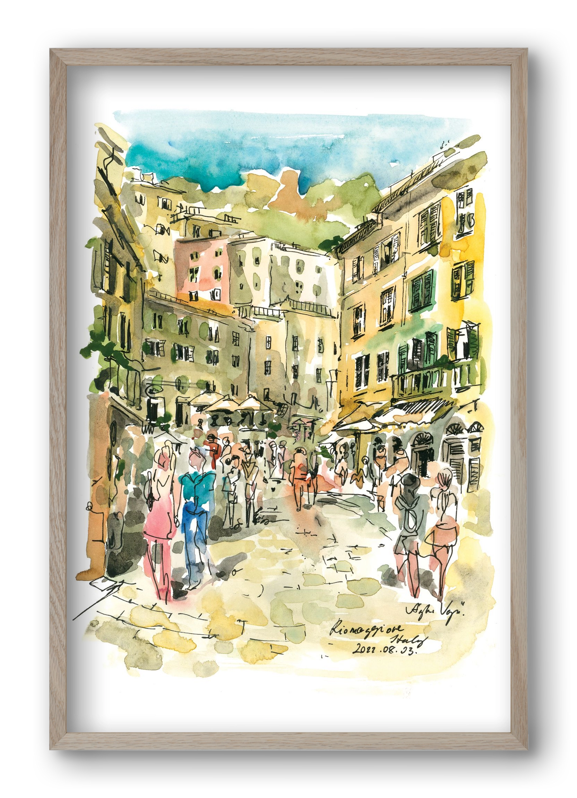 RIOMAGGIORE, Cinque Terre, Italy - 2022.08.03., 40x60 cm (40x60 cm), Tölgy keret