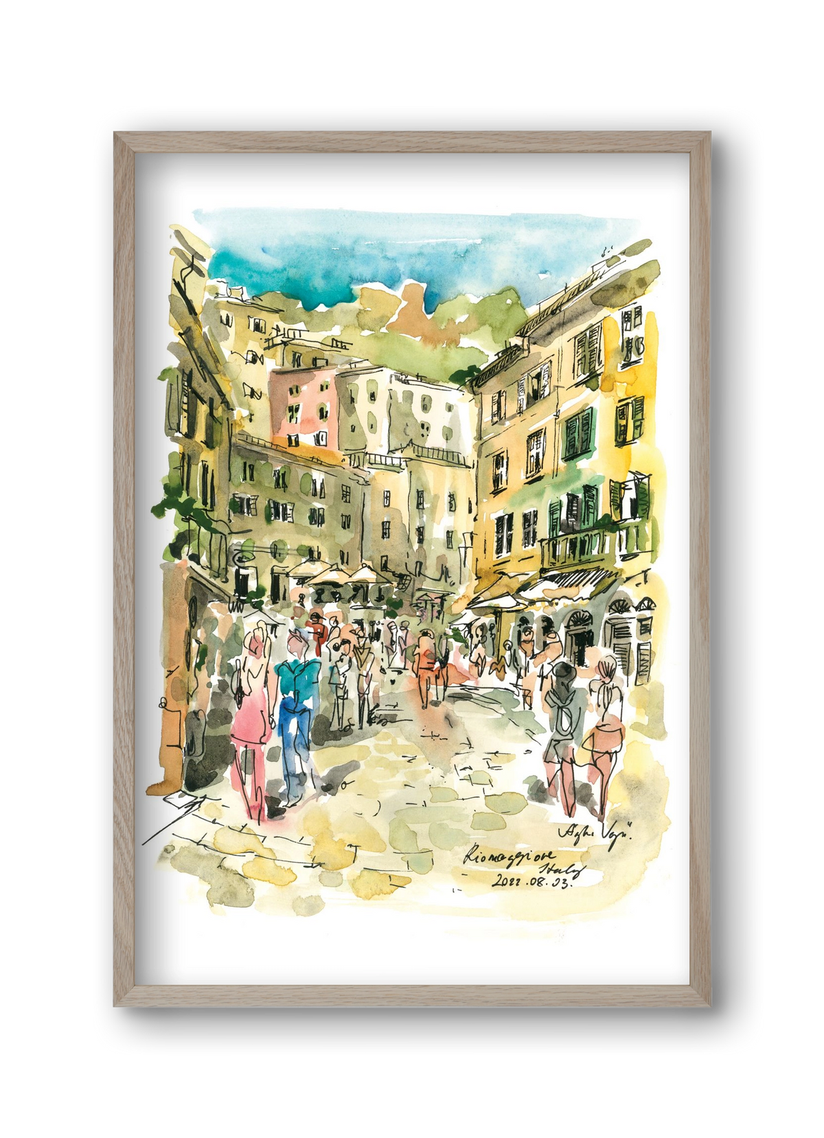RIOMAGGIORE, Cinque Terre, Italy - 2022.08.03., 30x45 cm (30x45 cm), Tölgy keret