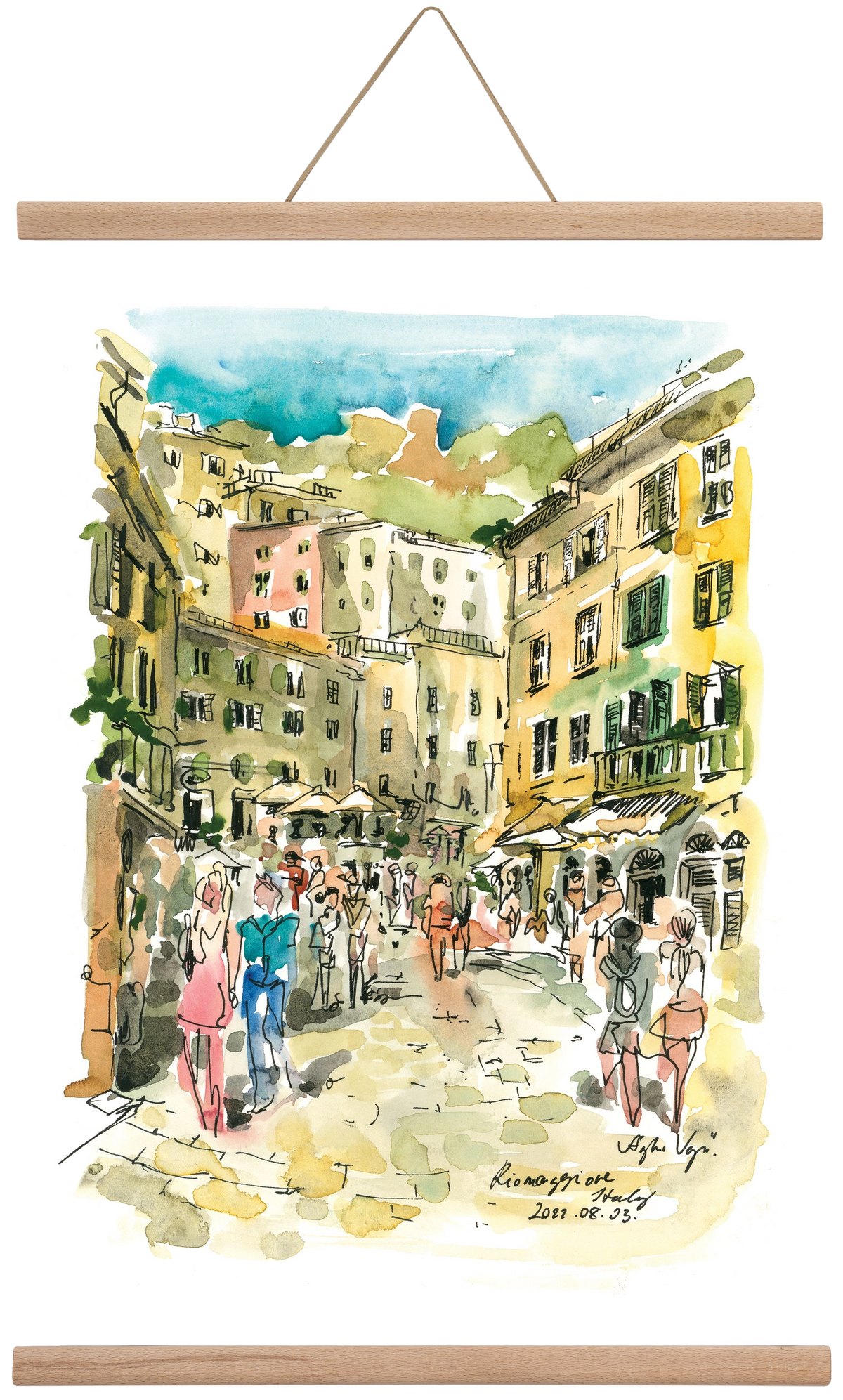 RIOMAGGIORE, Cinque Terre, Italy - 2022.08.03., 40x60 cm (40x60 cm), Tölgy akasztó