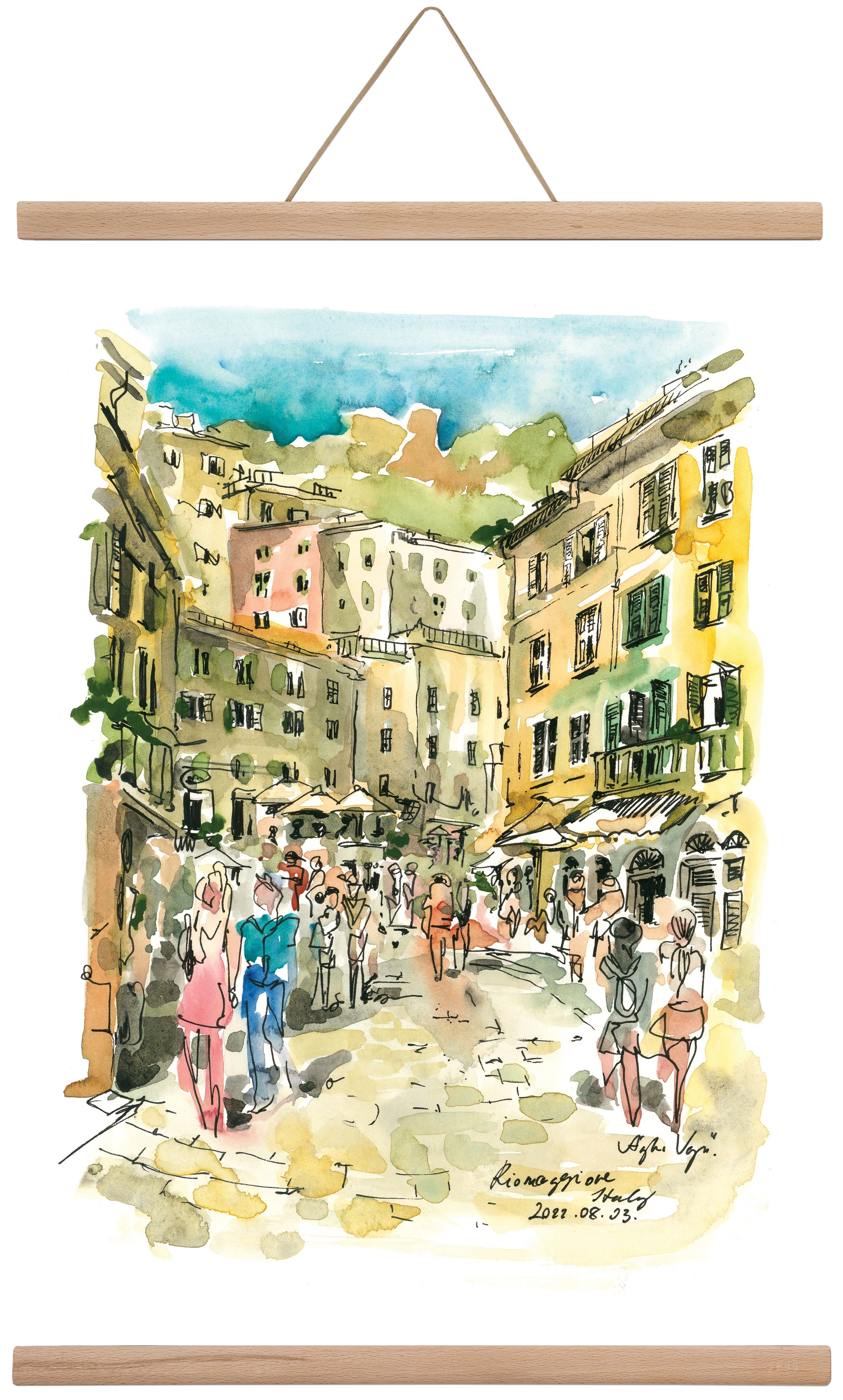 RIOMAGGIORE, Cinque Terre, Italy - 2022.08.03., 40x60 cm (40x60 cm), Tölgy akasztó