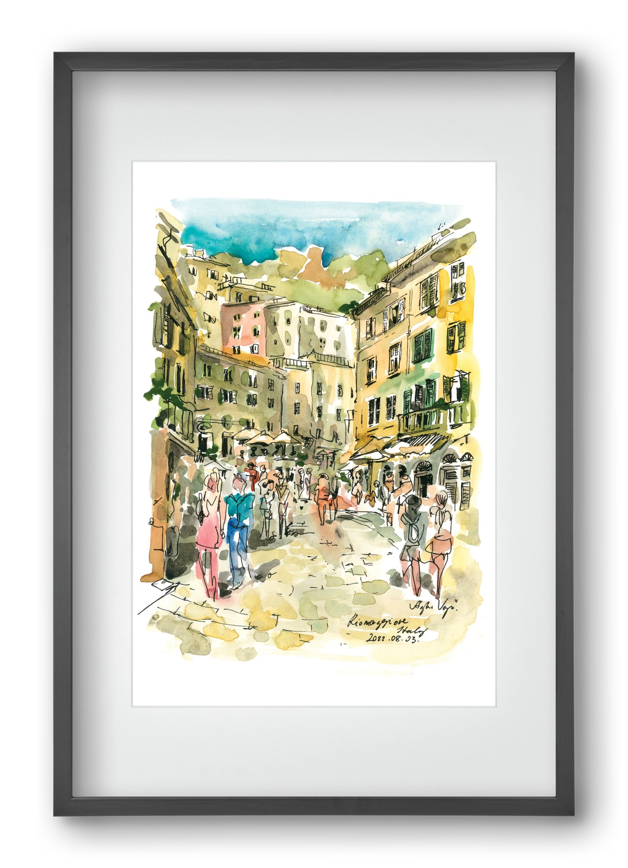 RIOMAGGIORE, Cinque Terre, Italy - 2022.08.03., 40x60 cm (30x45 cm), Fekete keret, paszpartuval