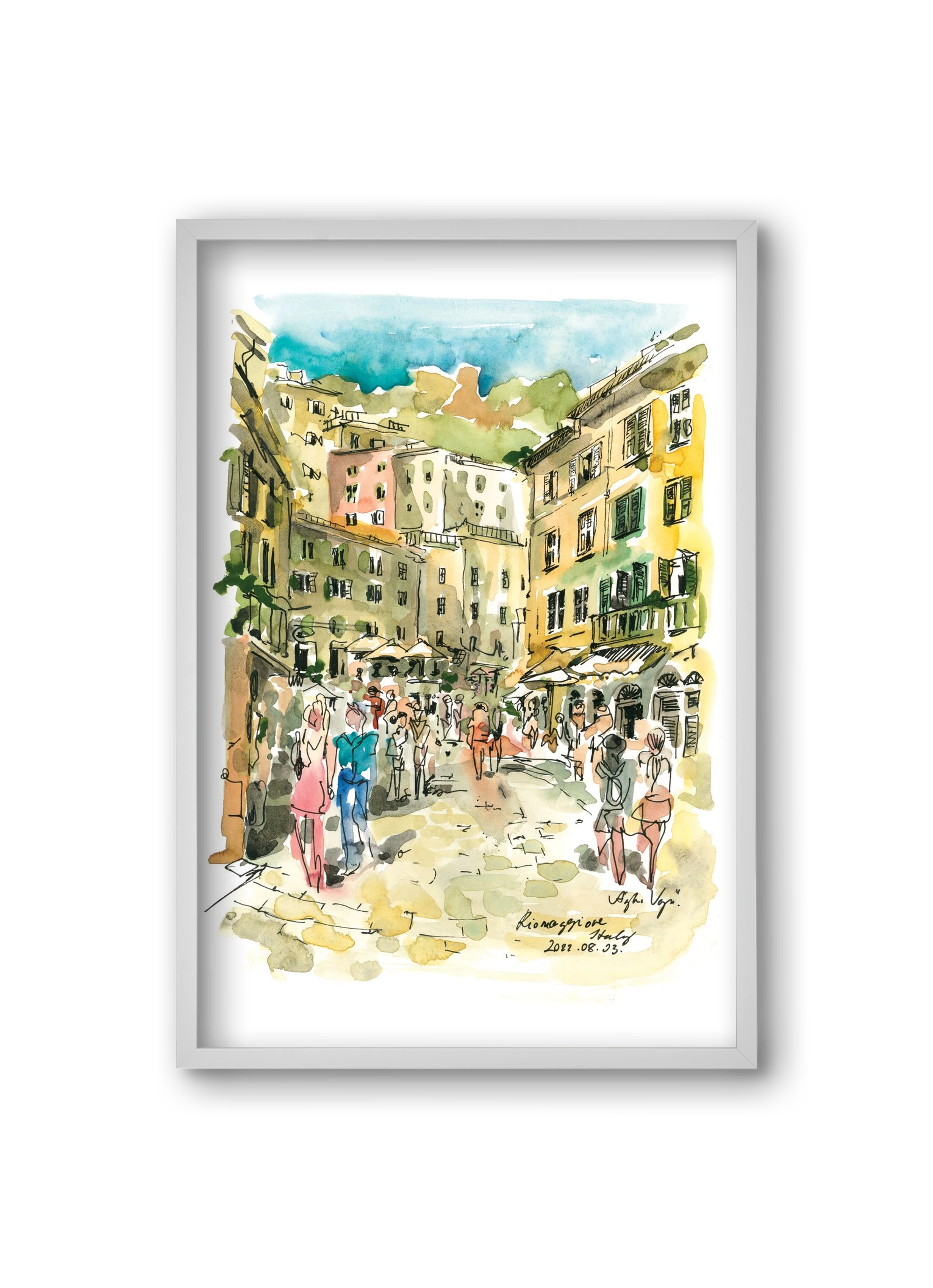 RIOMAGGIORE, Cinque Terre, Italy - 2022.08.03., 20x30 cm (20x30 cm), Fehér keret