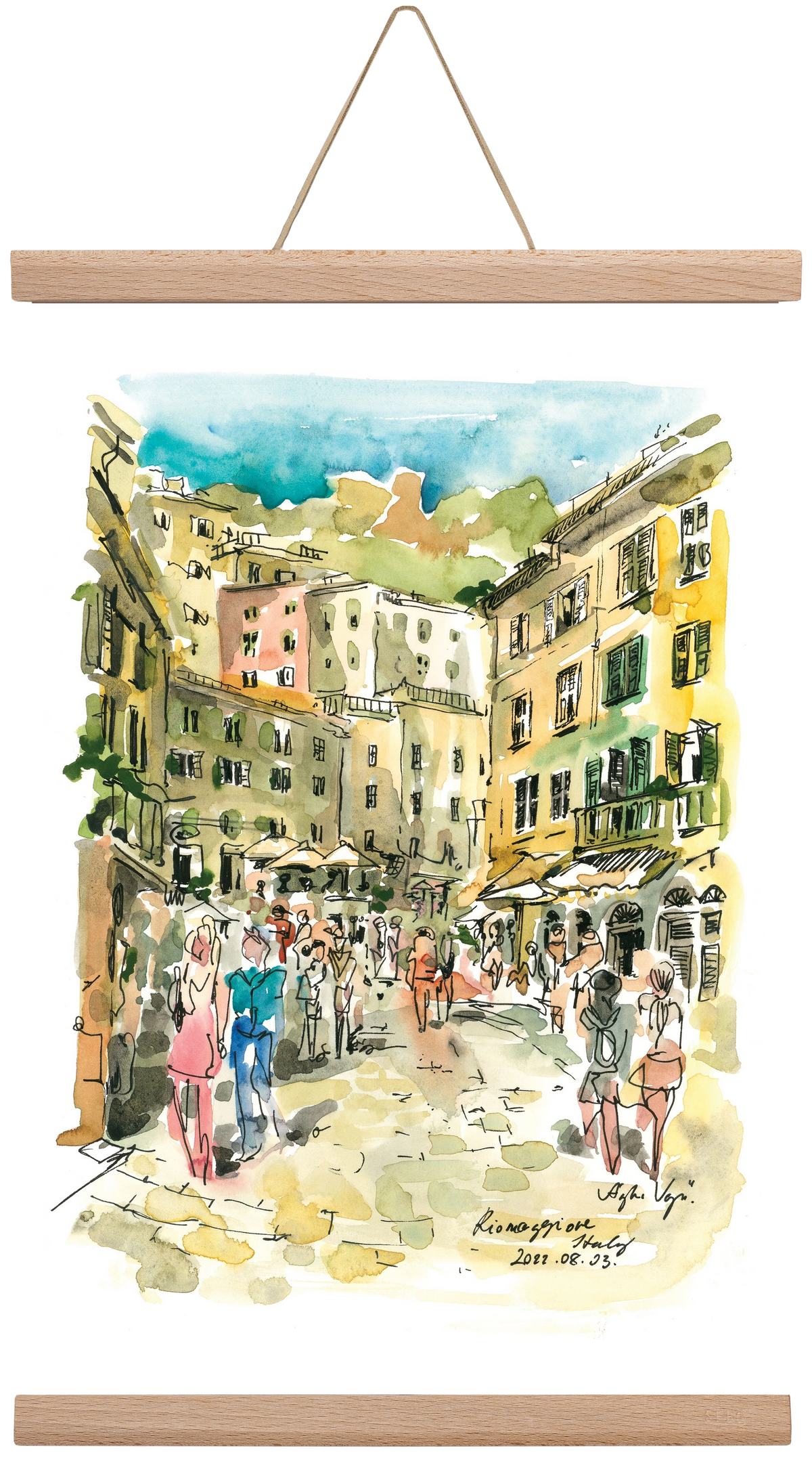 RIOMAGGIORE, Cinque Terre, Italy - 2022.08.03., 30x45 cm (30x45 cm), Tölgy akasztó