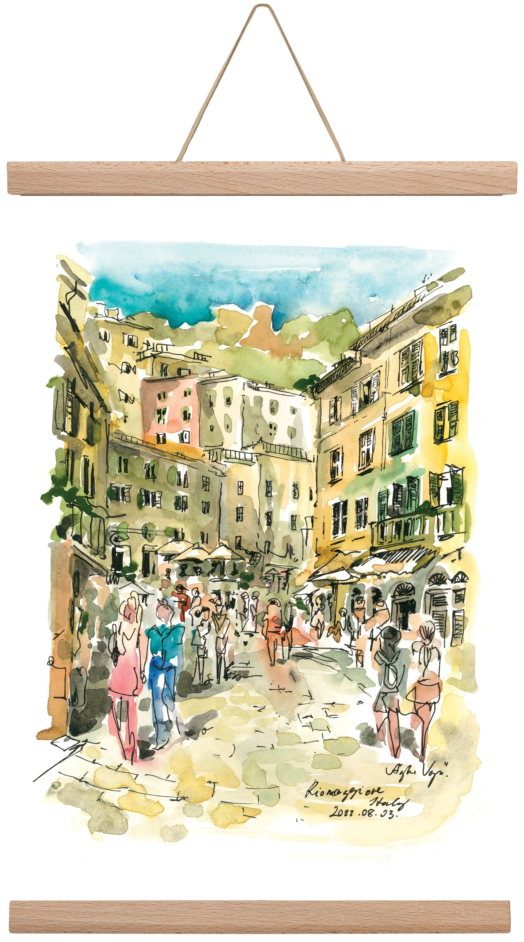 RIOMAGGIORE, Cinque Terre, Italy - 2022.08.03., 30x45 cm (30x45 cm), Tölgy akasztó