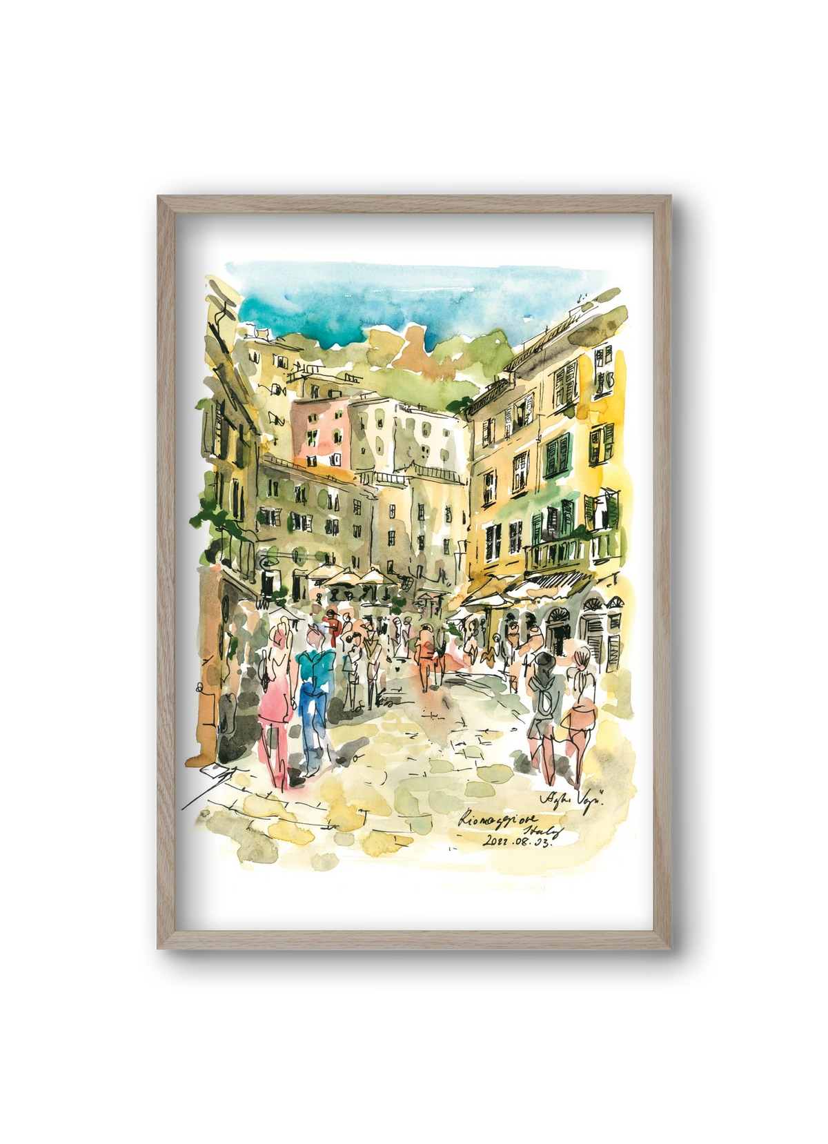 RIOMAGGIORE, Cinque Terre, Italy - 2022.08.03., 20x30 cm (20x30 cm), Tölgy keret