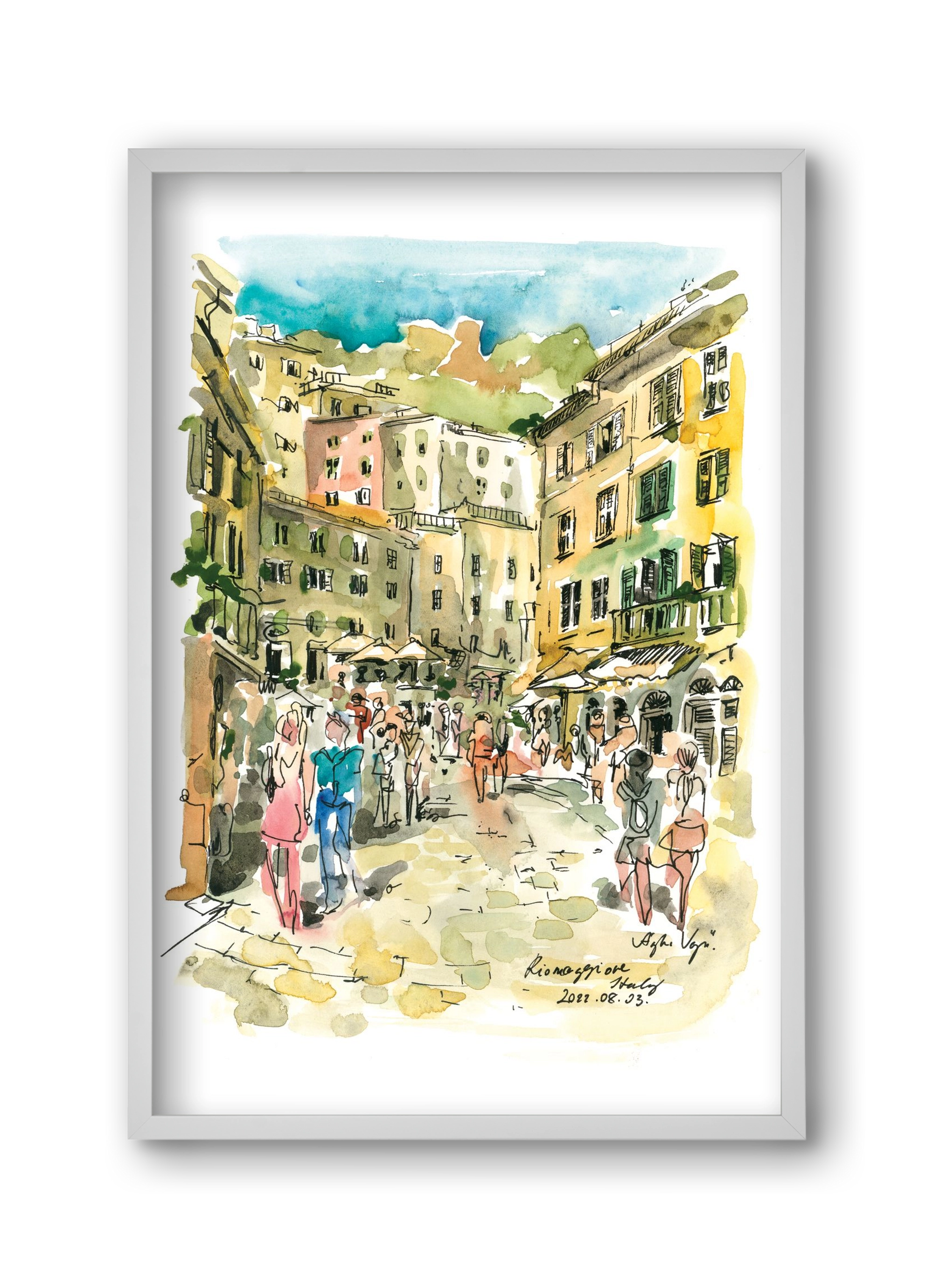 RIOMAGGIORE, Cinque Terre, Italy - 2022.08.03., 30x45 cm (30x45 cm), Fehér keret
