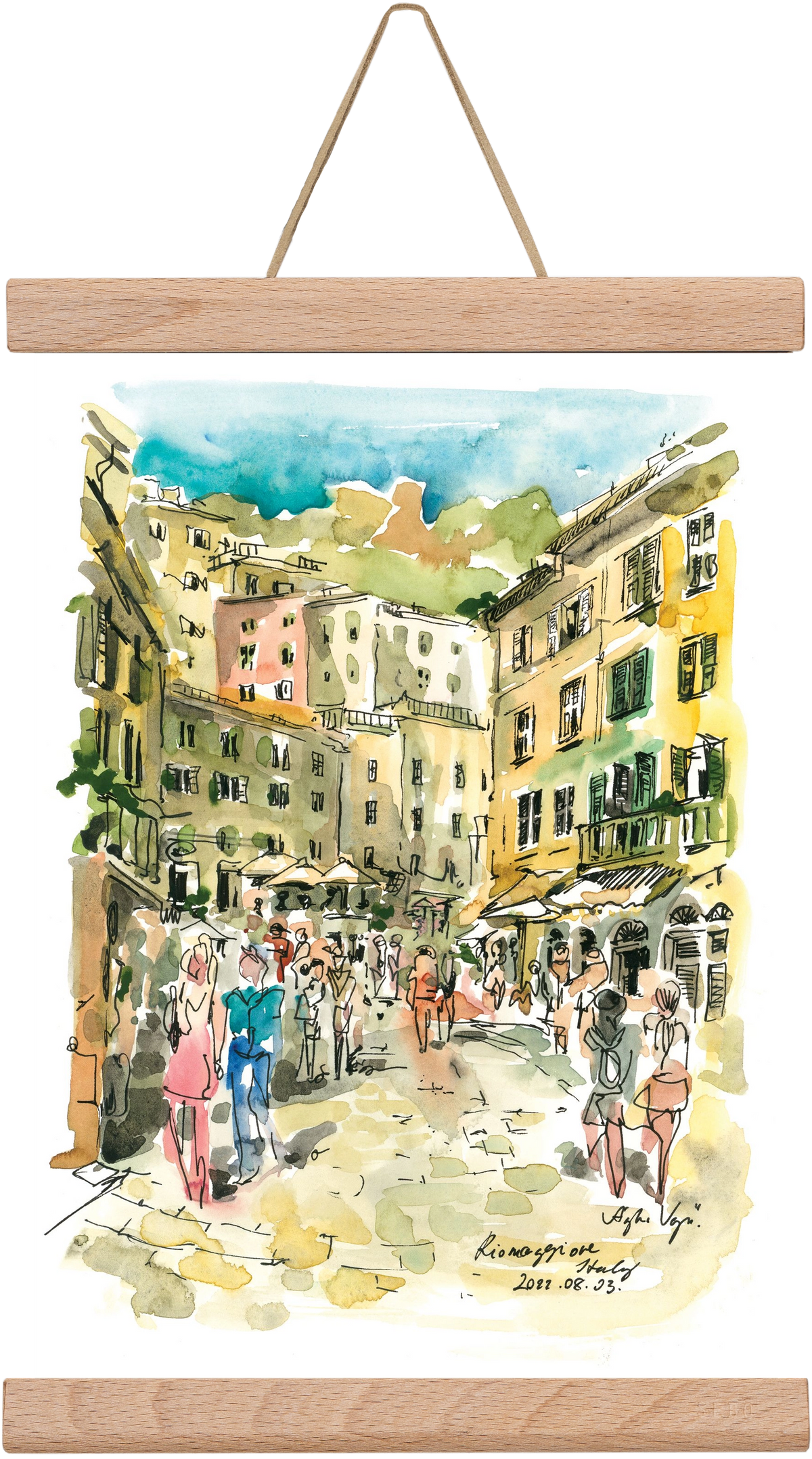 RIOMAGGIORE, Cinque Terre, Italy - 2022.08.03., 20x30 cm (20x30 cm), Tölgy akasztó