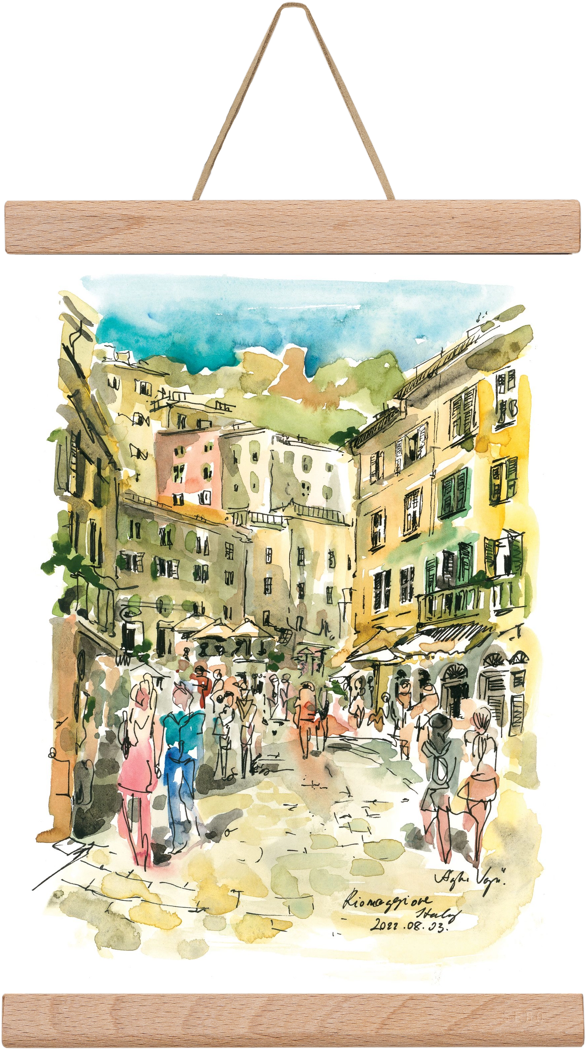 RIOMAGGIORE, Cinque Terre, Italy - 2022.08.03., 20x30 cm (20x30 cm), Tölgy akasztó