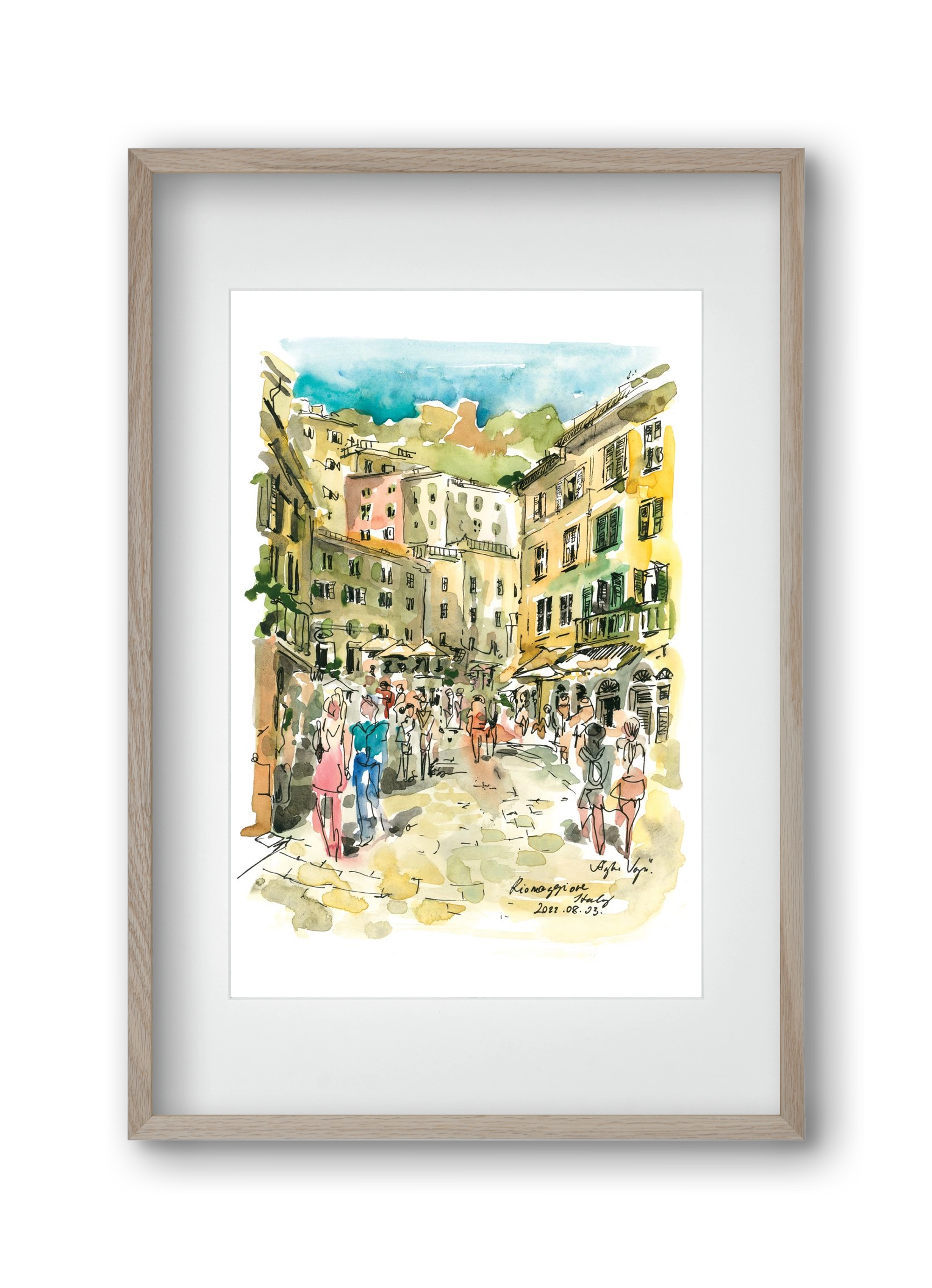 RIOMAGGIORE, Cinque Terre, Italy - 2022.08.03., 30x45 cm (20x30 cm), Tölgy keret, paszpartuval