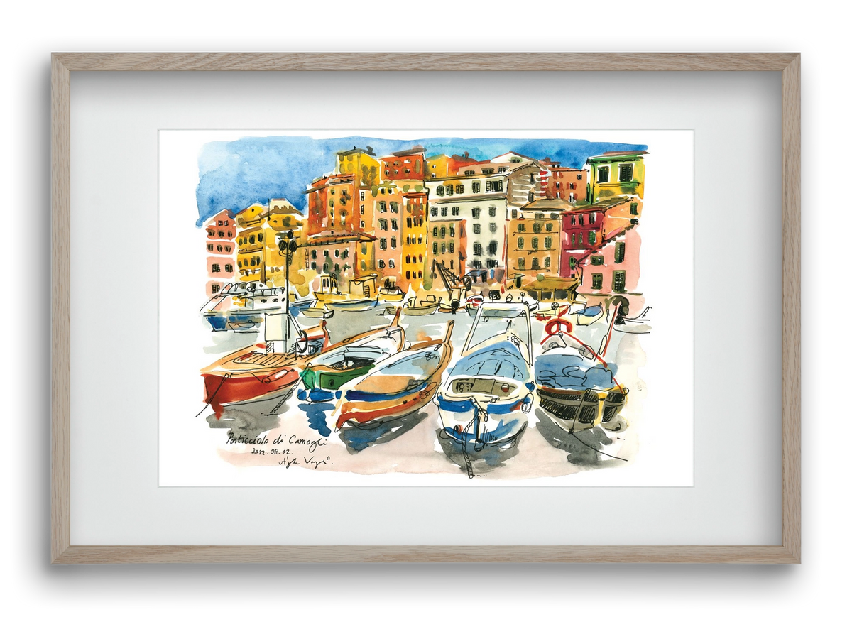 Porticciolo di Camogli, Italy - 2022.08.02., 60x40 cm (45x30 cm), Tölgy keret, paszpartuval