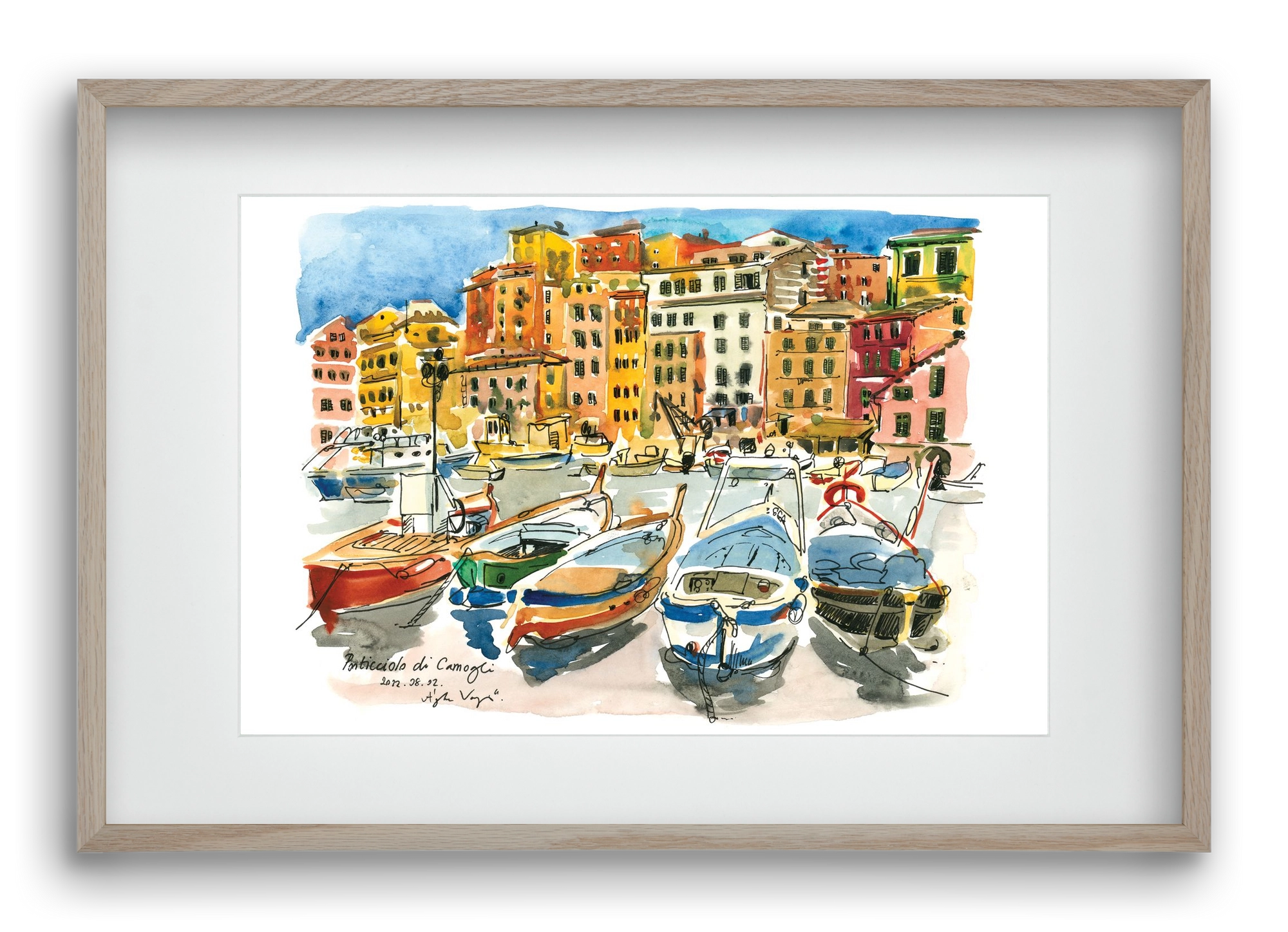 Porticciolo di Camogli, Italy - 2022.08.02., 60x40 cm (45x30 cm), Tölgy keret, paszpartuval