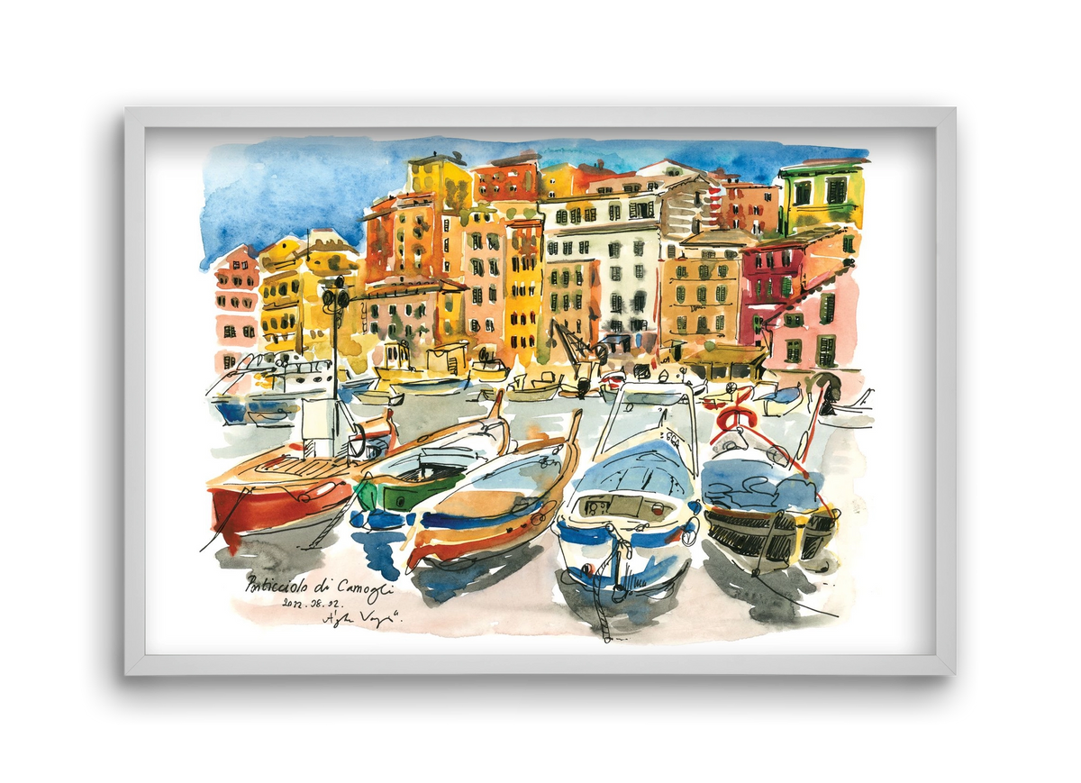 Porticciolo di Camogli, Italy - 2022.08.02., 45x30 cm (45x30 cm), Fehér keret