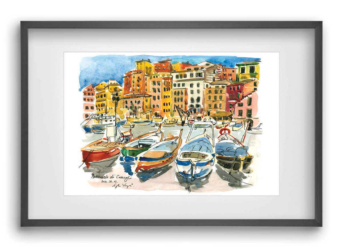 Porticciolo di Camogli, Italy - 2022.08.02., 60x40 cm (45x30 cm), Fekete keret, paszpartuval