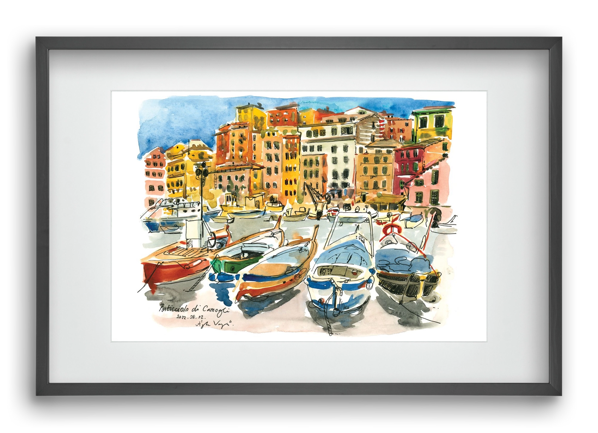 Porticciolo di Camogli, Italy - 2022.08.02., 60x40 cm (45x30 cm), Fekete keret, paszpartuval