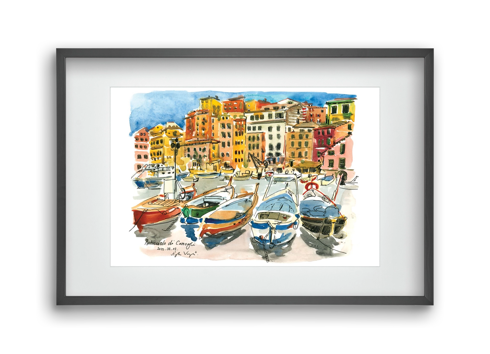 Porticciolo di Camogli, Italy - 2022.08.02., 45x30 cm (30x20 cm), Fekete keret, paszpartuval