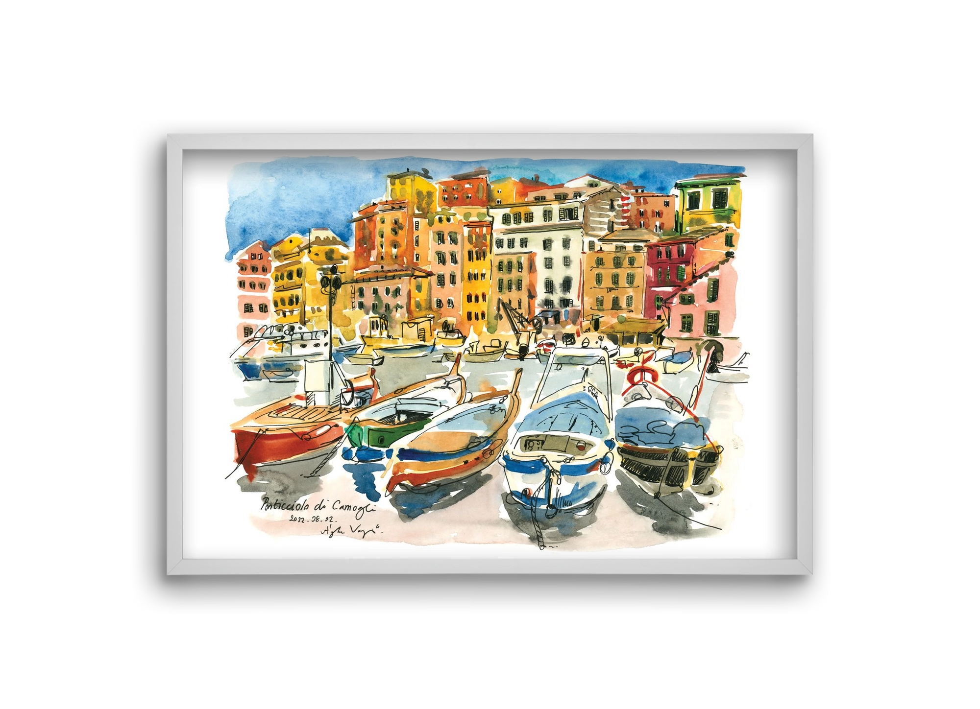 Porticciolo di Camogli, Italy - 2022.08.02., 30x20 cm (30x20 cm), Fehér keret