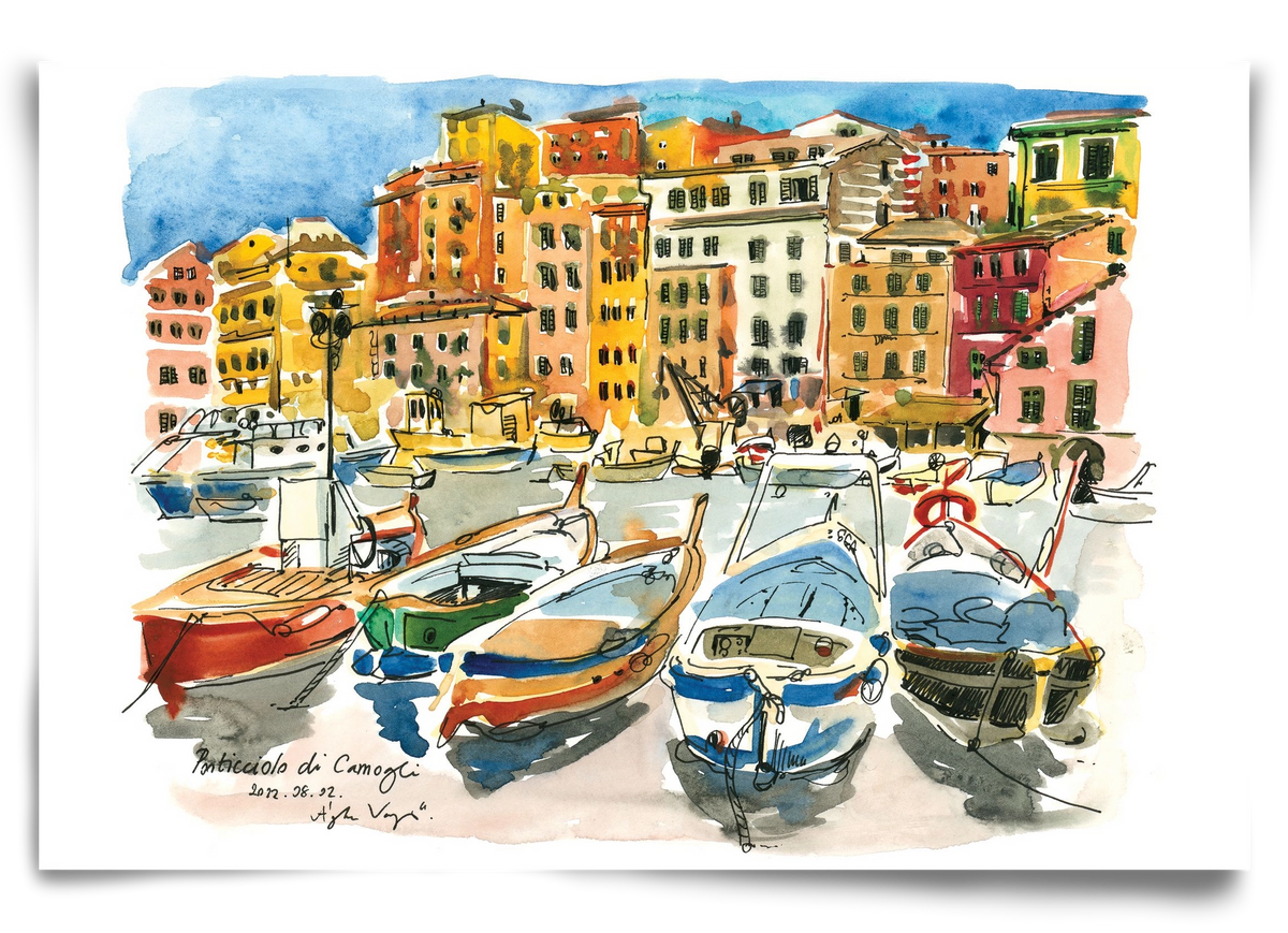 Porticciolo di Camogli, Italy - 2022.08.02., 90x60 cm, Keret nélkül