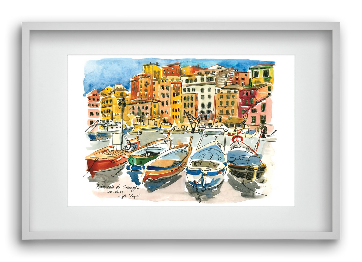 Porticciolo di Camogli, Italy - 2022.08.02., 60x40 cm (45x30 cm), Fehér keret, paszpartuval