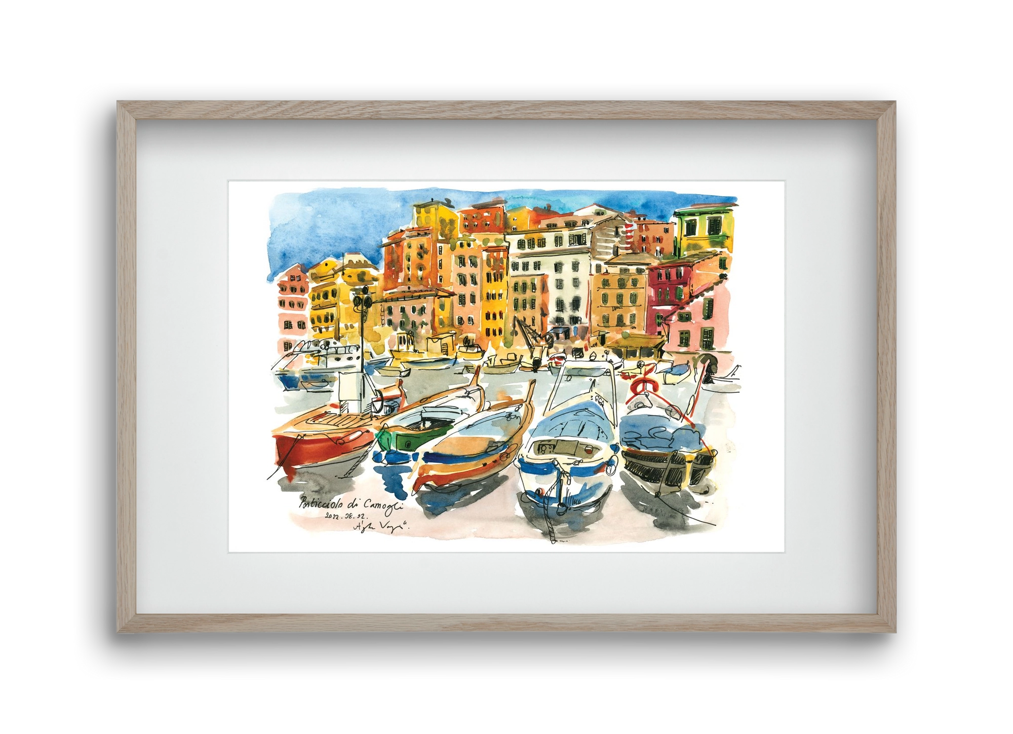 Porticciolo di Camogli, Italy - 2022.08.02., 45x30 cm (30x20 cm), Tölgy keret, paszpartuval