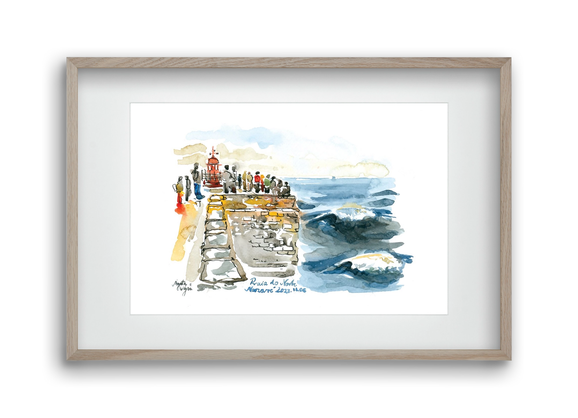 NAZARÉ Lighthouse, Portugal - 2023.11.06., 45x30 cm (30x20 cm), Tölgy keret, paszpartuval