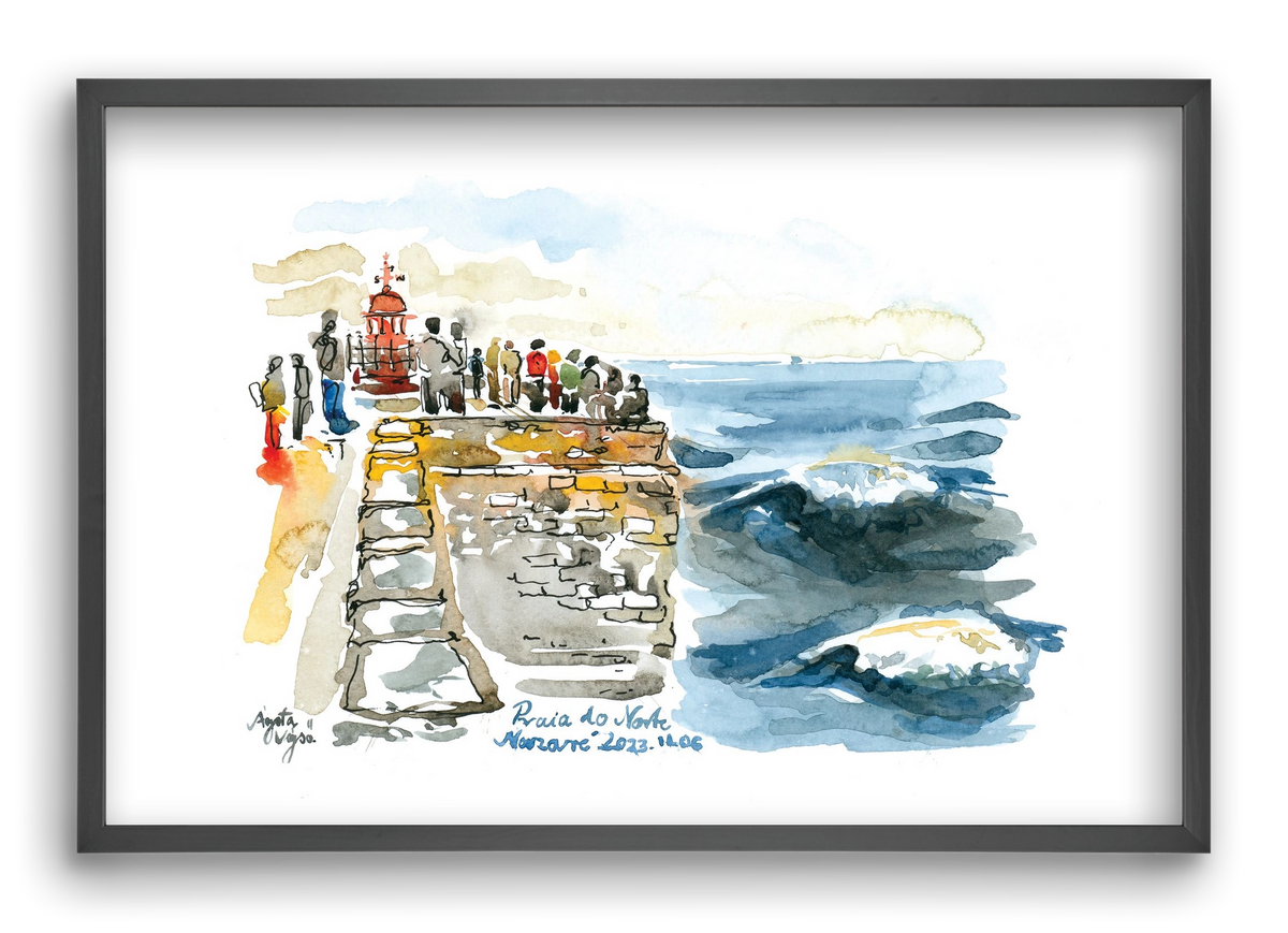 NAZARÉ Lighthouse, Portugal - 2023.11.06., 60x40 cm (60x40 cm), Fekete keret