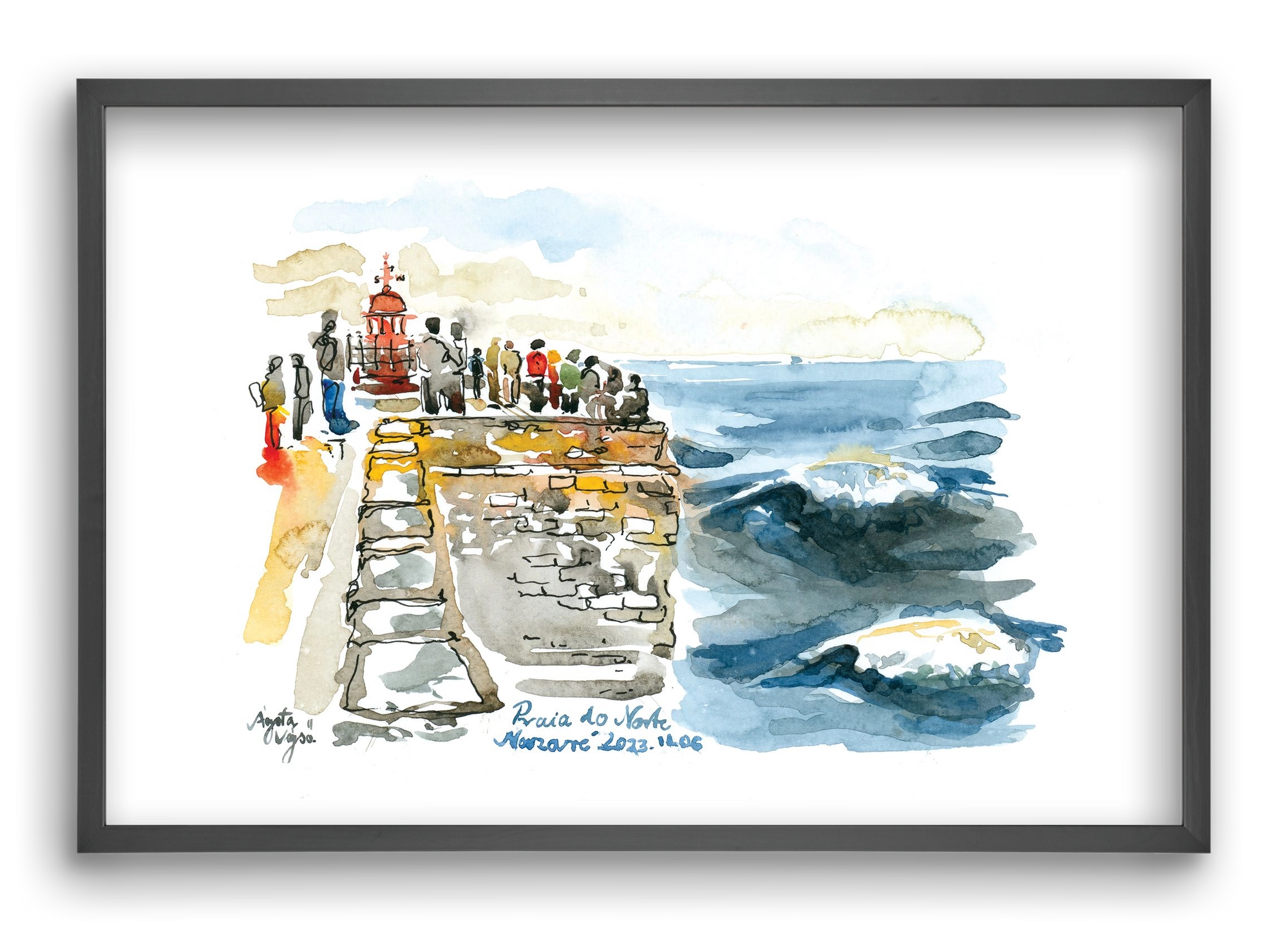 NAZARÉ Lighthouse, Portugal - 2023.11.06., 60x40 cm (60x40 cm), Fekete keret