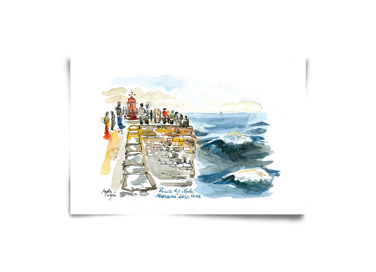 NAZARÉ Lighthouse, Portugal - 2023.11.06., 30x20 cm, Keret nélkül