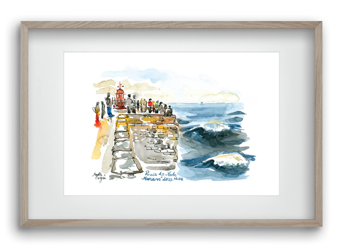 NAZARÉ Lighthouse, Portugal - 2023.11.06., 60x40 cm (45x30 cm), Tölgy keret, paszpartuval