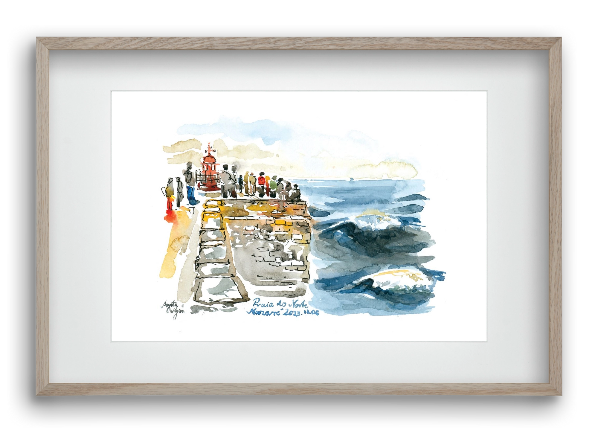 NAZARÉ Lighthouse, Portugal - 2023.11.06., 60x40 cm (45x30 cm), Tölgy keret, paszpartuval