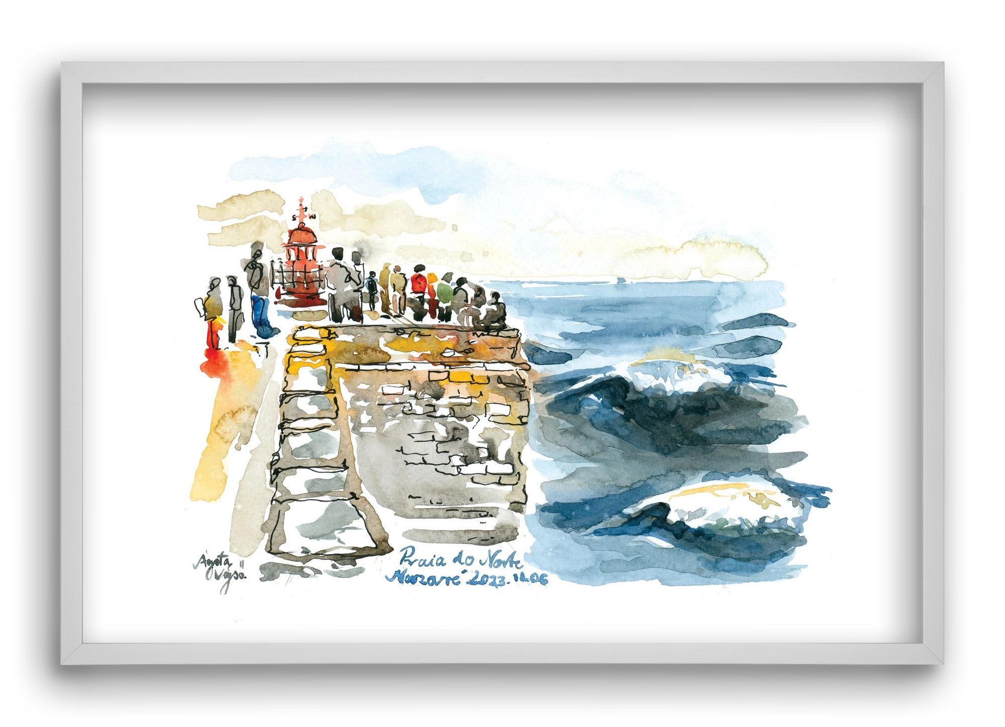 NAZARÉ Lighthouse, Portugal - 2023.11.06., 60x40 cm (60x40 cm), Fehér keret