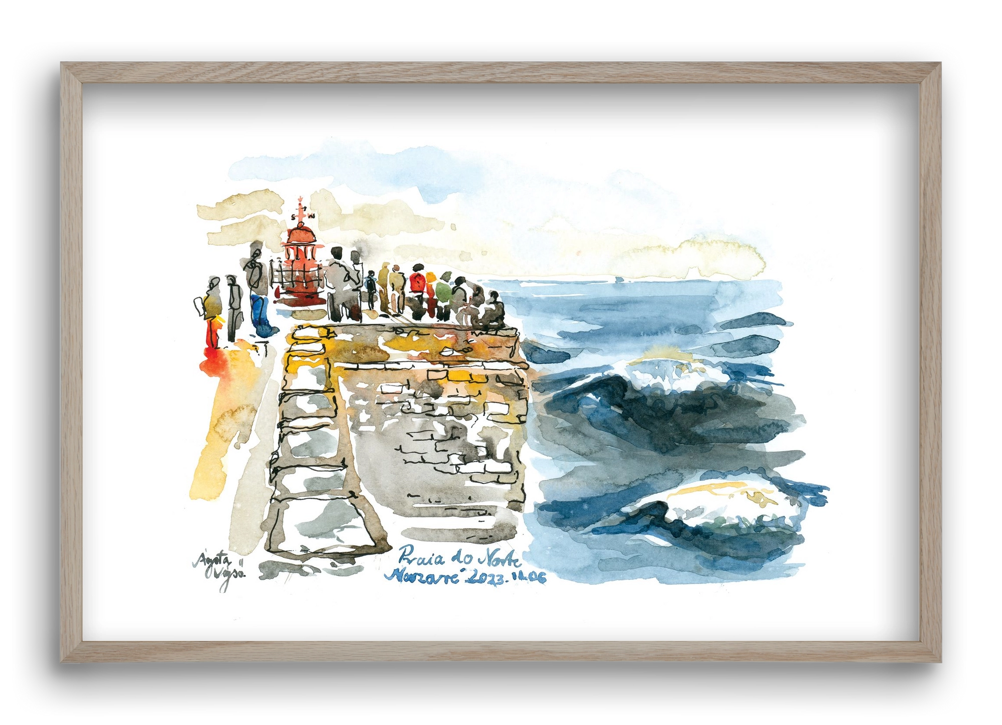 NAZARÉ Lighthouse, Portugal - 2023.11.06., 60x40 cm (60x40 cm), Tölgy keret