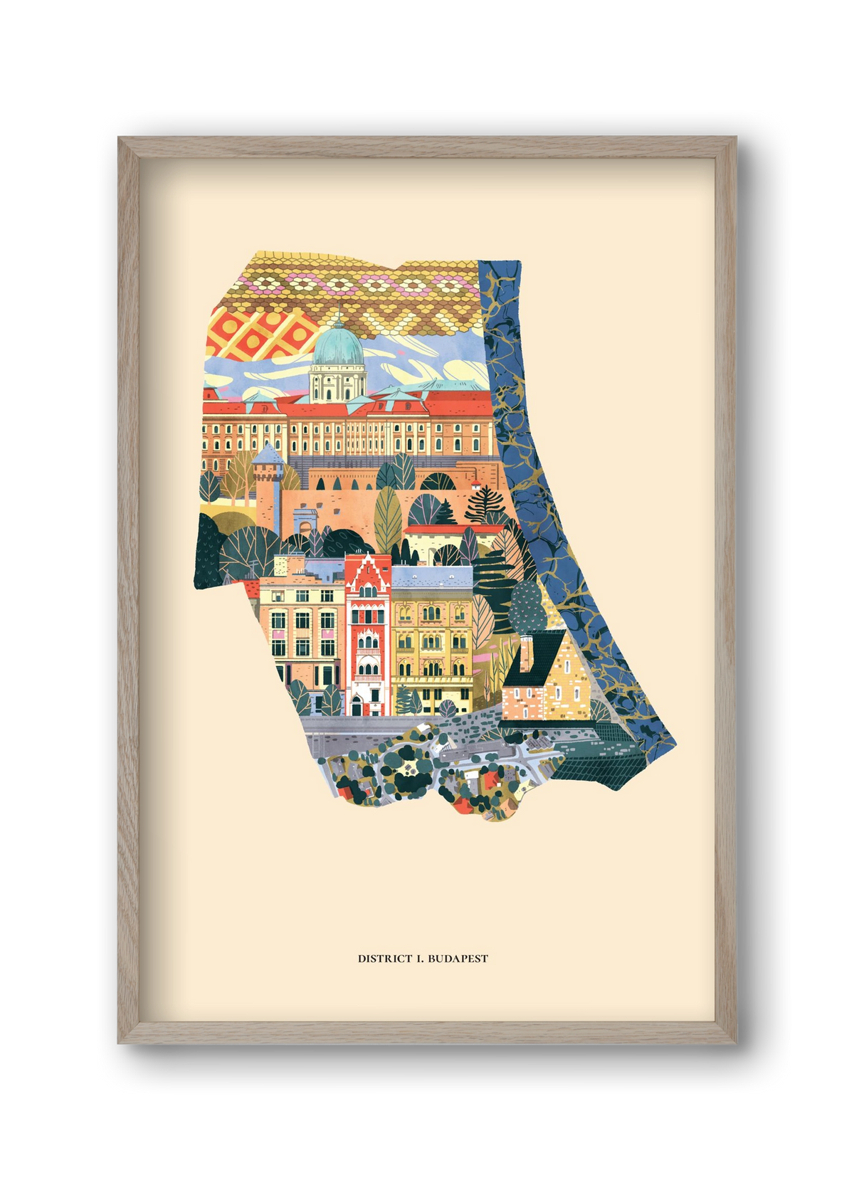 Budapest, I. kerület (B sorozat), 30x45 cm (30x45 cm), Tölgy keret