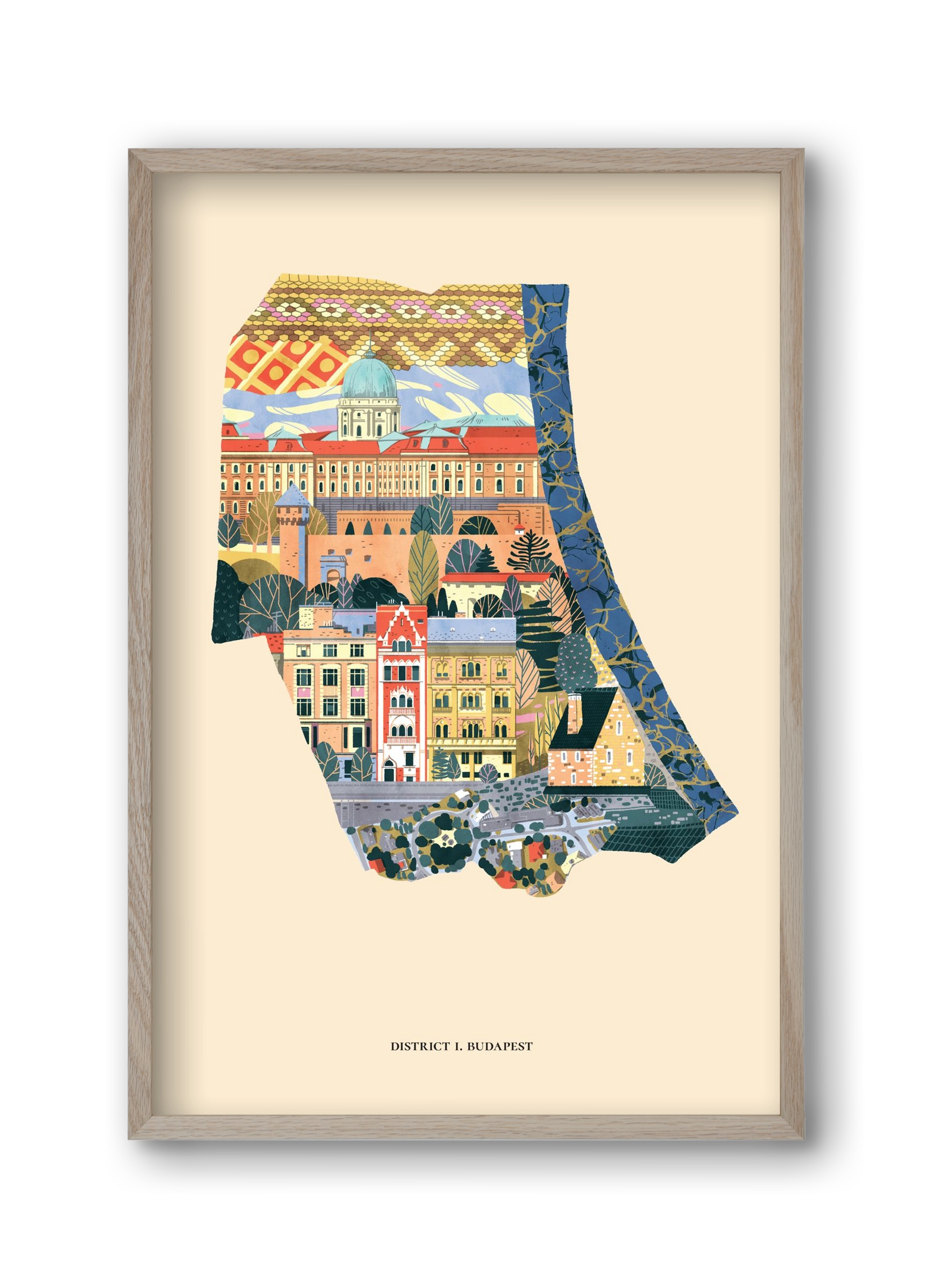 Budapest, I. kerület (B sorozat), 30x45 cm (30x45 cm), Tölgy keret
