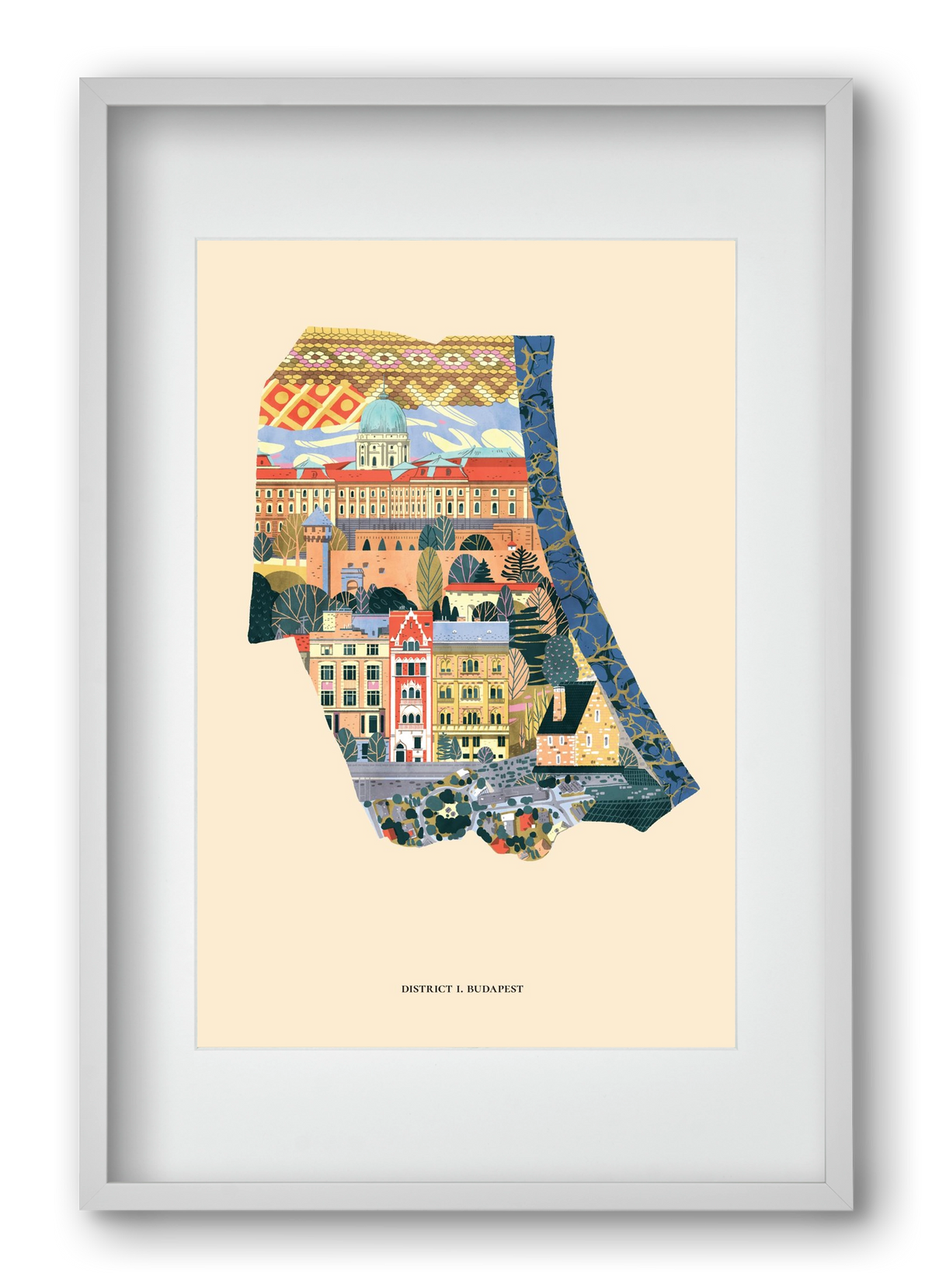 Budapest, I. kerület (B sorozat), 40x60 cm (30x45 cm), Fehér keret, paszpartuval