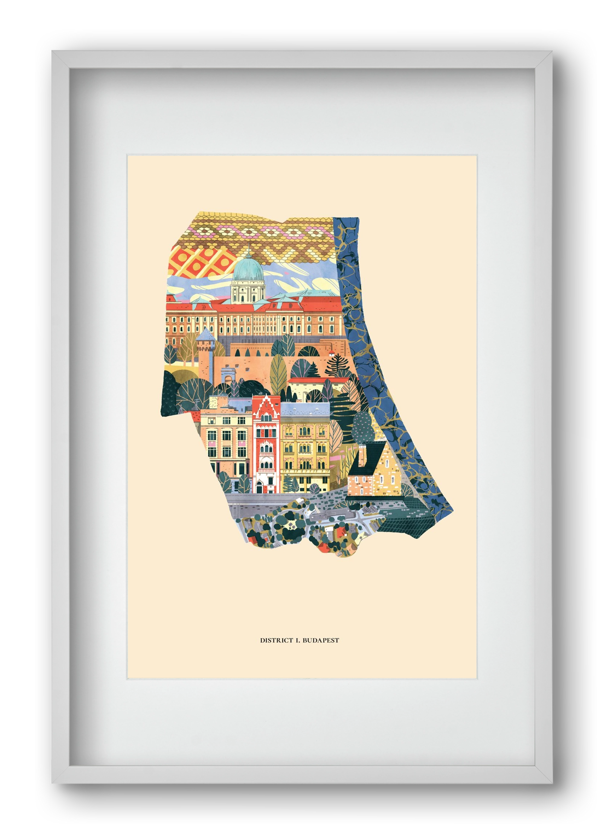 Budapest, I. kerület (B sorozat), 40x60 cm (30x45 cm), Fehér keret, paszpartuval
