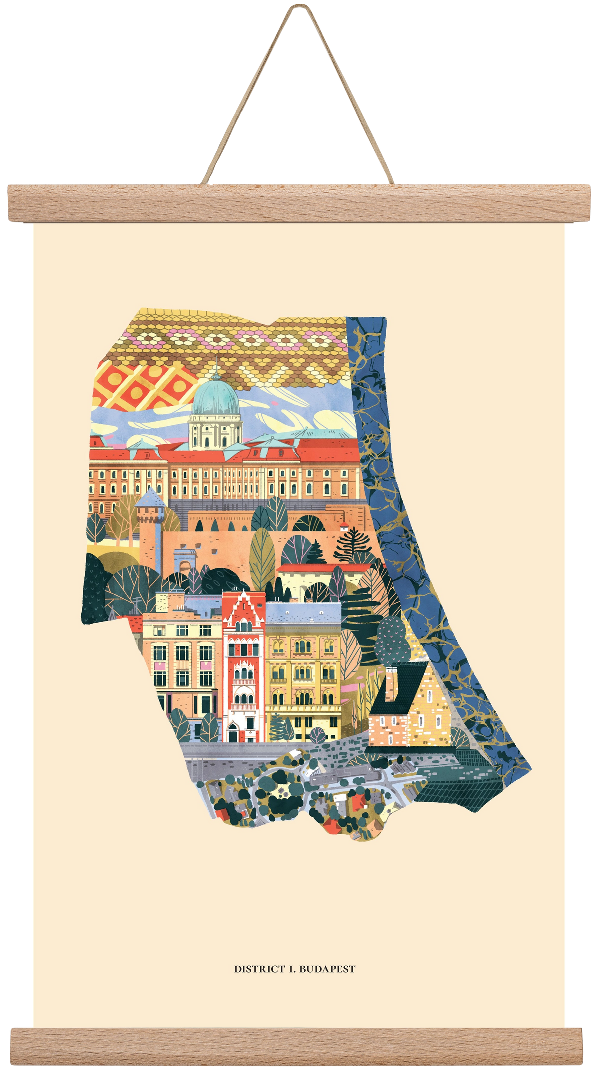 Budapest, I. kerület (B sorozat), 30x45 cm (30x45 cm), Tölgy akasztó