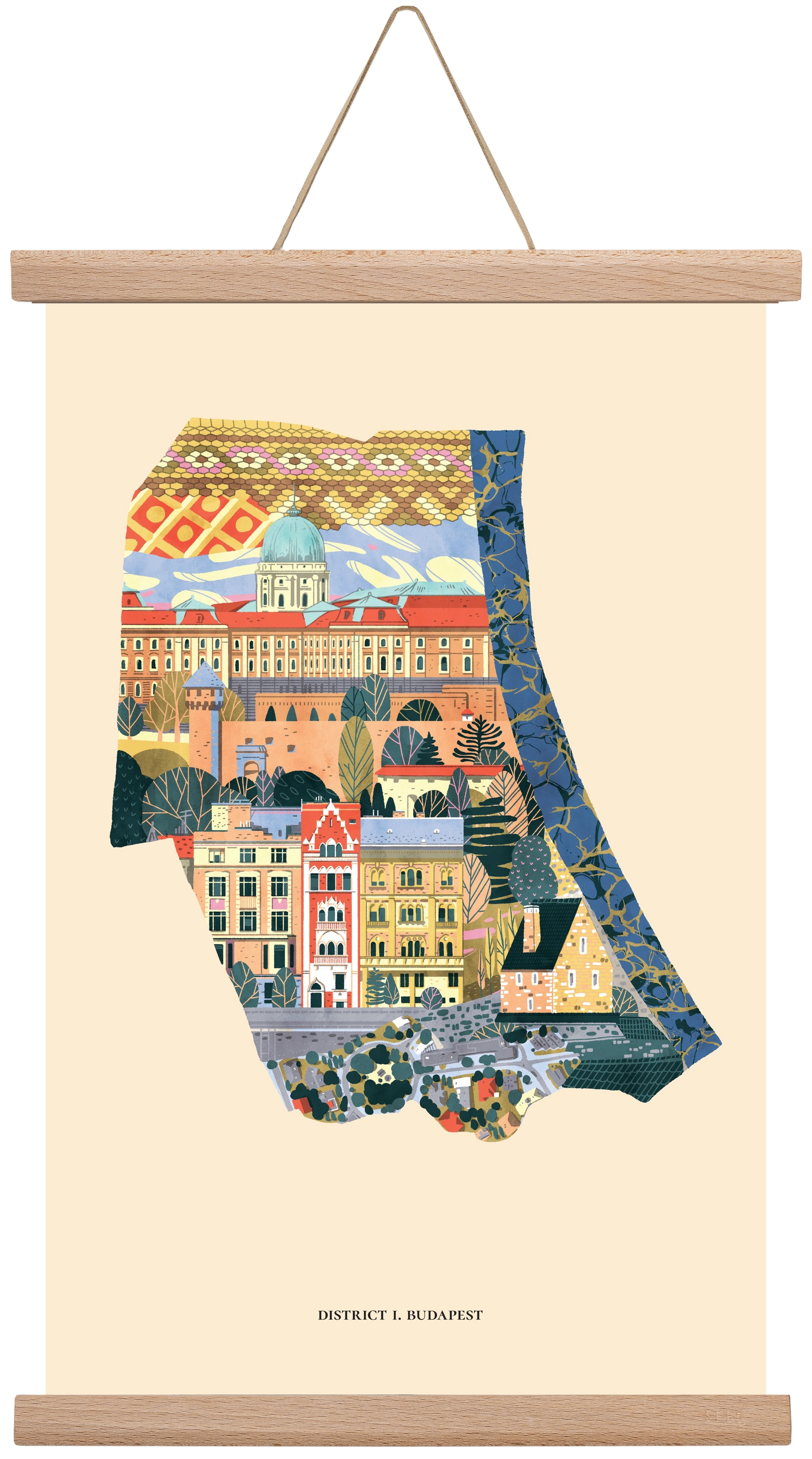 Budapest, I. kerület (B sorozat), 30x45 cm (30x45 cm), Tölgy akasztó