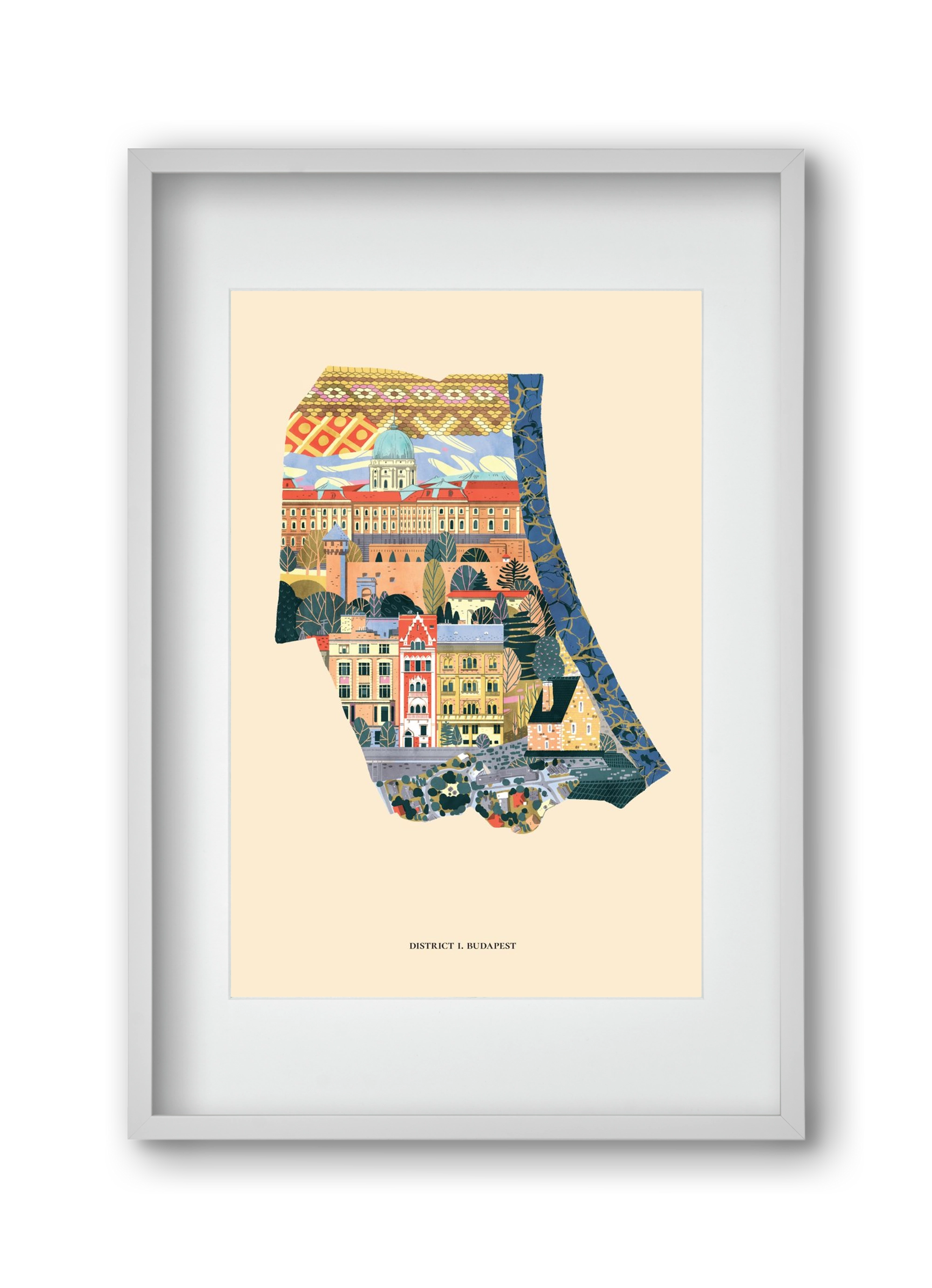 Budapest, I. kerület (B sorozat), 30x45 cm (20x30 cm), Fehér keret, paszpartuval