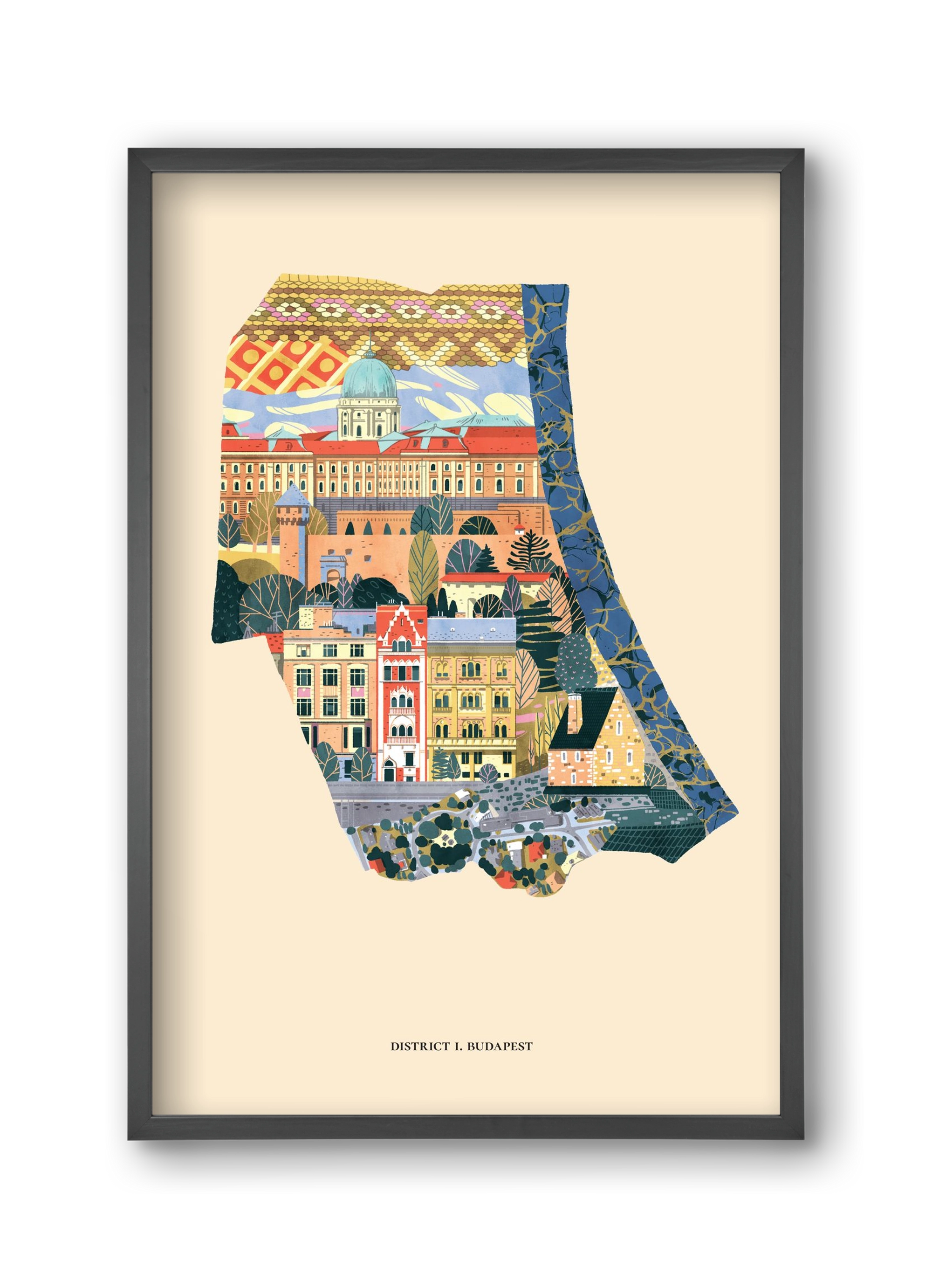 Budapest, I. kerület (B sorozat), 30x45 cm (30x45 cm), Fekete keret