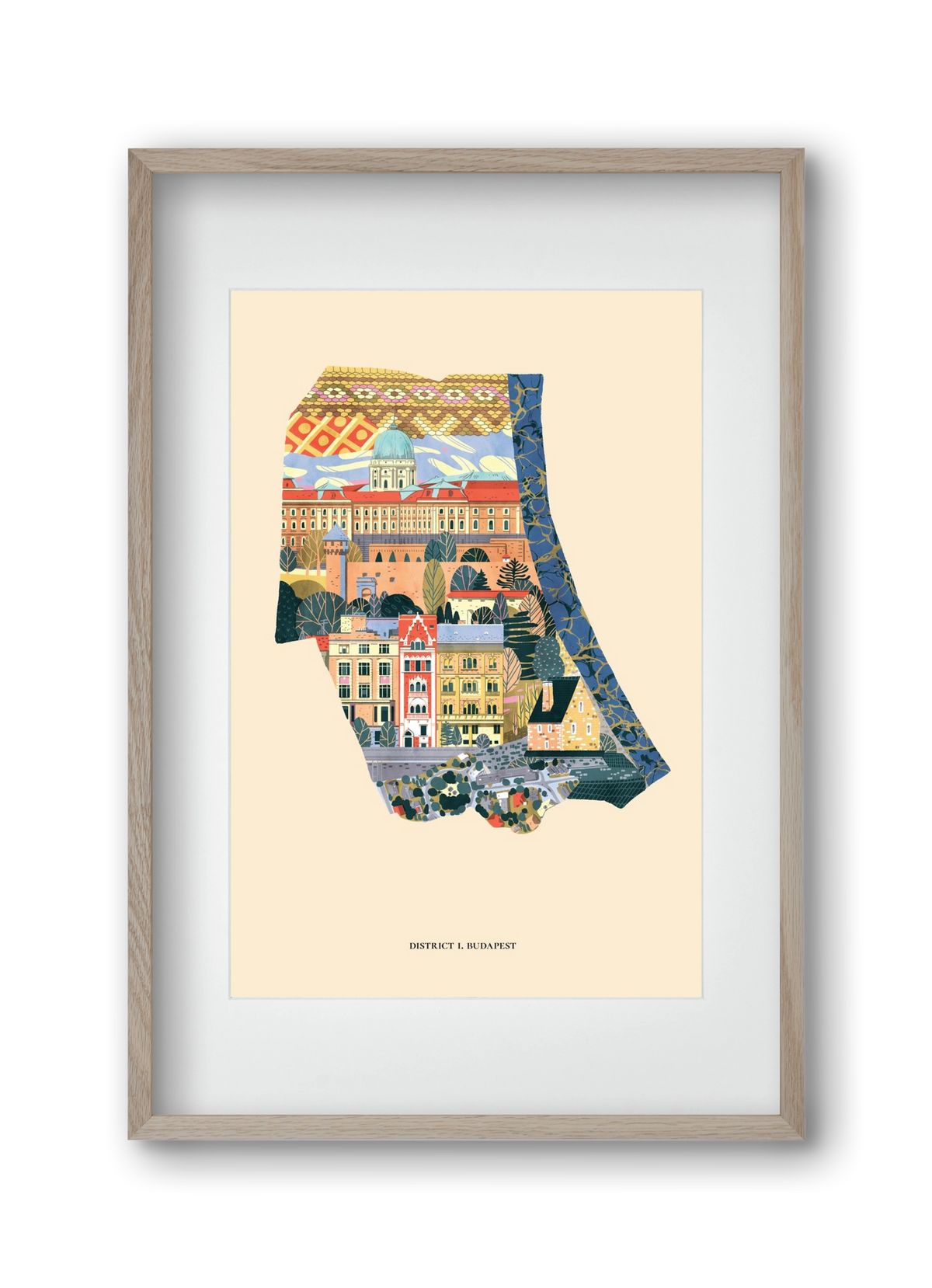 Budapest, I. kerület (B sorozat), 30x45 cm (20x30 cm), Tölgy keret, paszpartuval