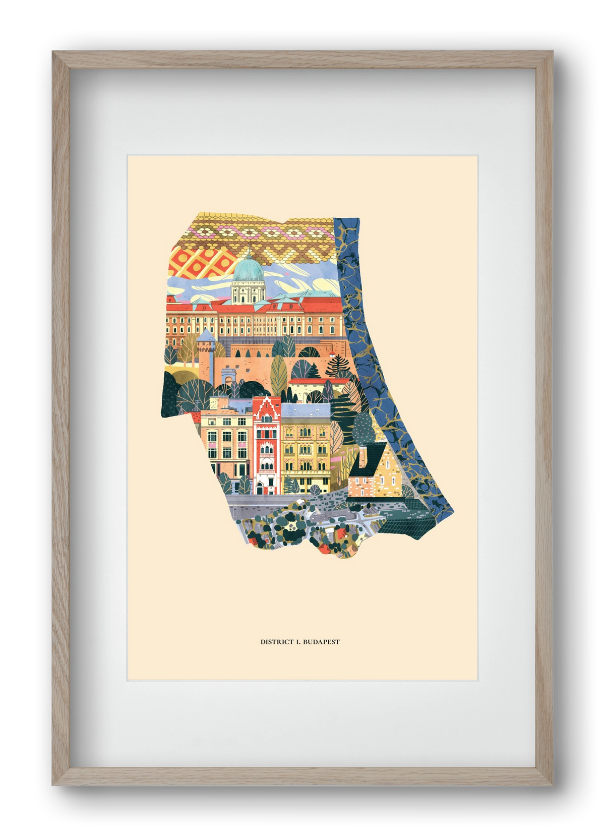 Budapest, I. kerület (B sorozat), 40x60 cm (30x45 cm), Tölgy keret, paszpartuval