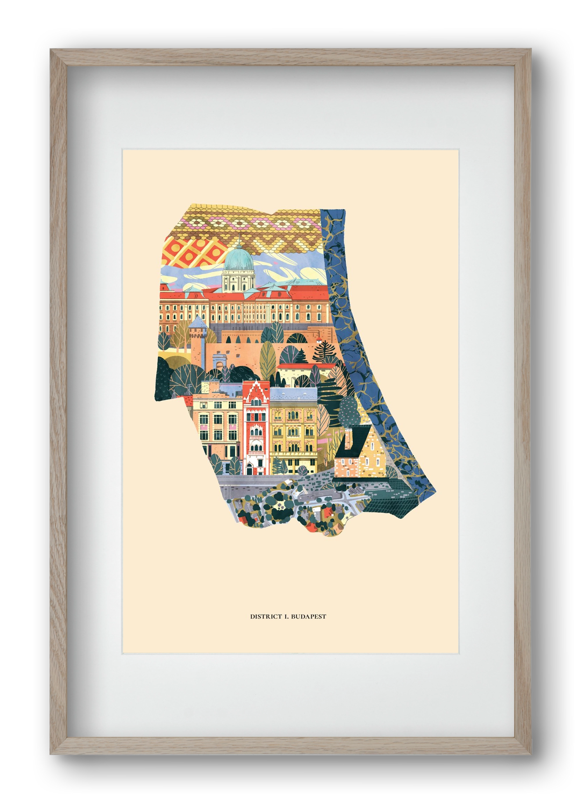 Budapest, I. kerület (B sorozat), 40x60 cm (30x45 cm), Tölgy keret, paszpartuval