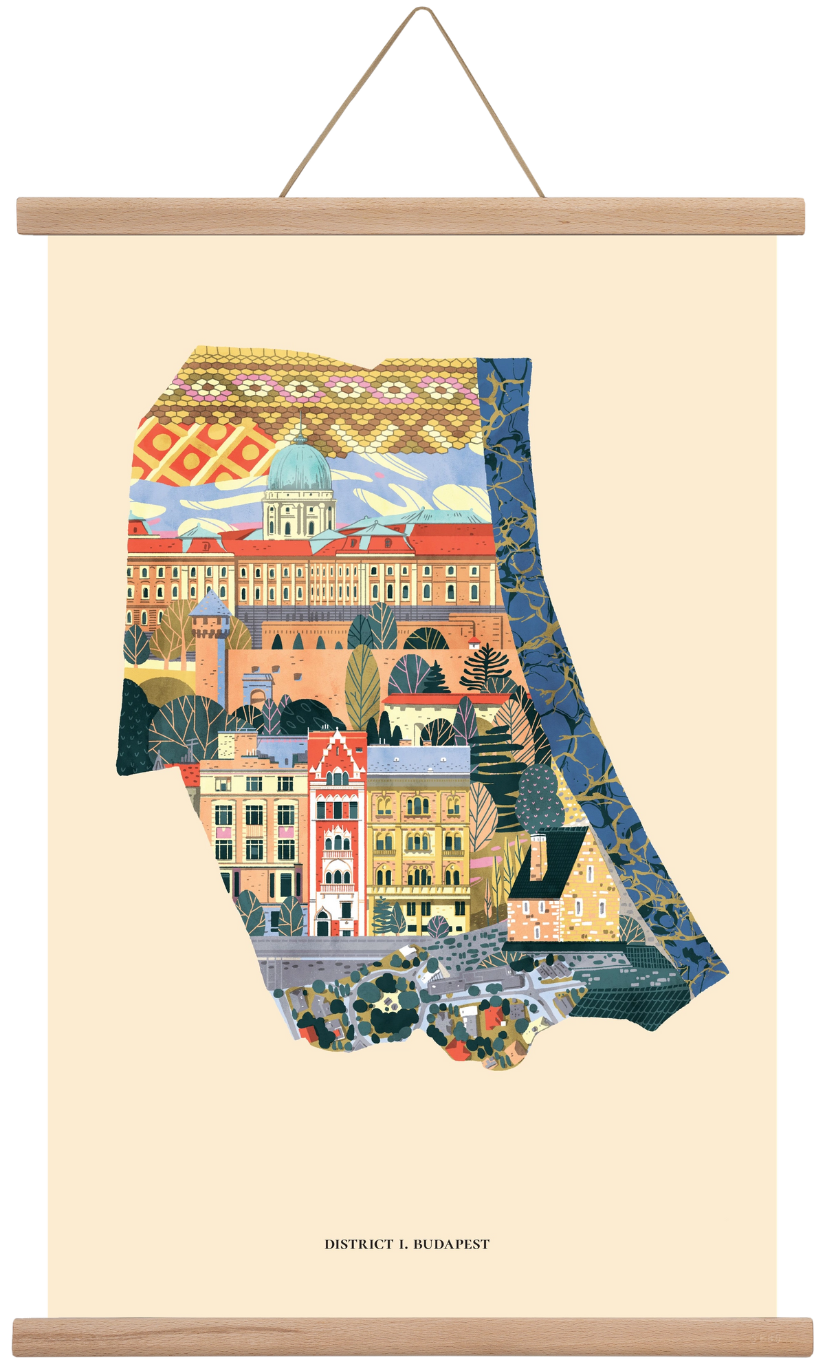 Budapest, I. kerület (B sorozat), 40x60 cm (40x60 cm), Tölgy akasztó