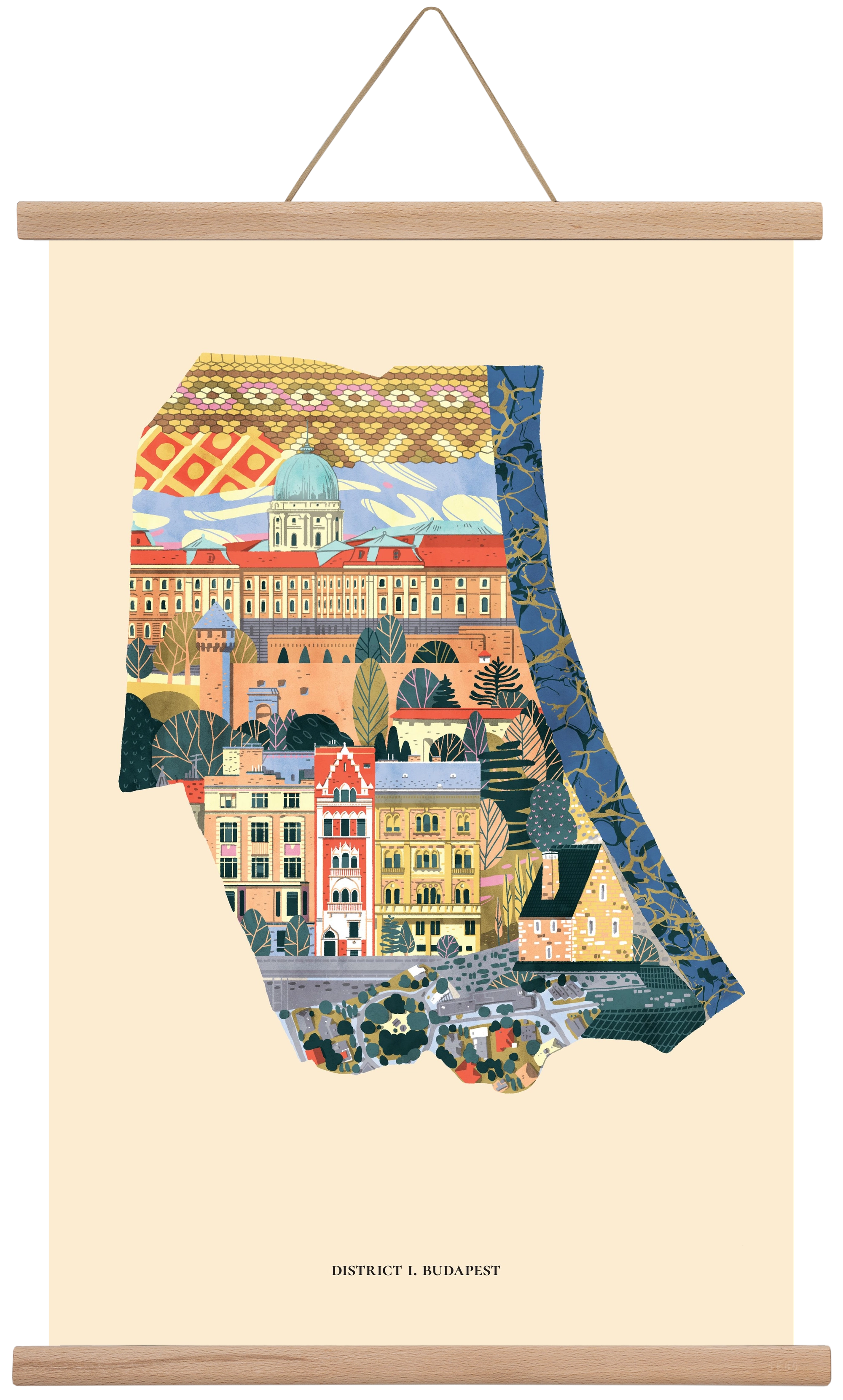 Budapest, I. kerület (B sorozat), 40x60 cm (40x60 cm), Tölgy akasztó