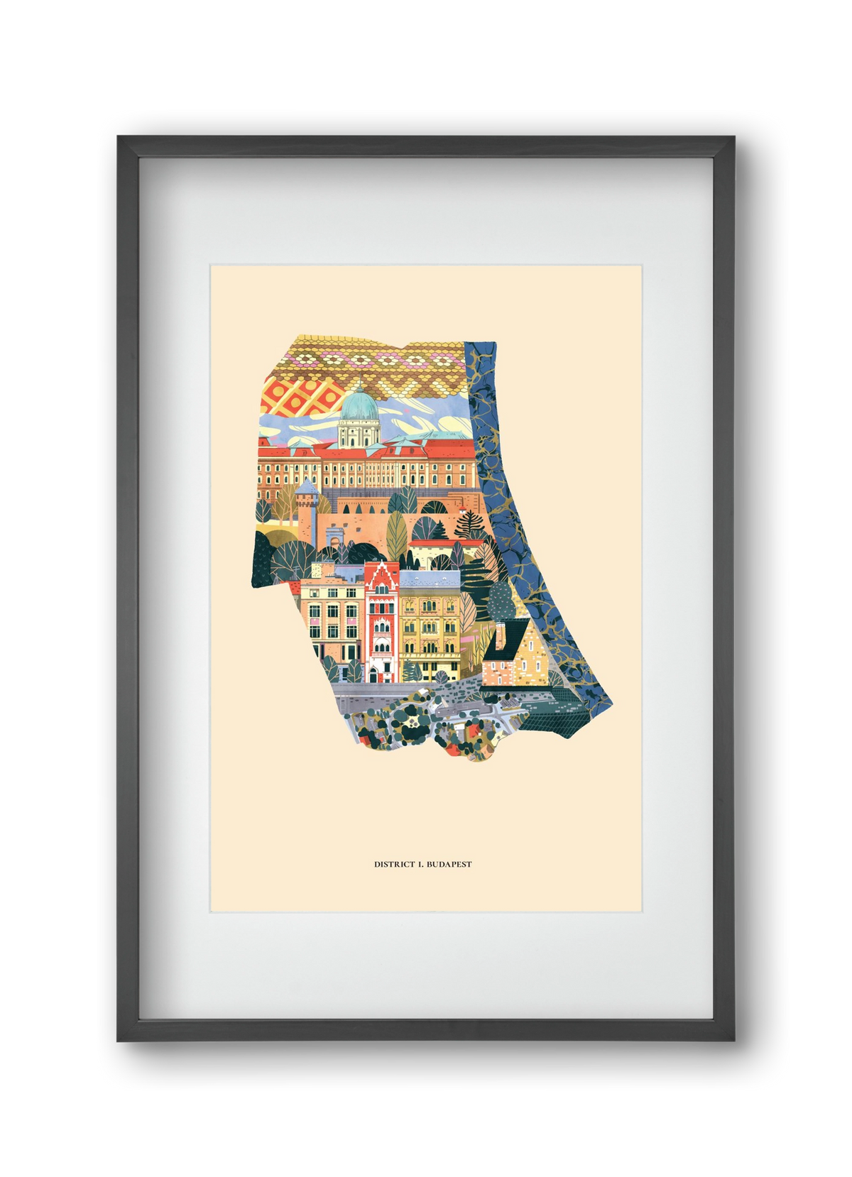 Budapest, I. kerület (B sorozat), 30x45 cm (20x30 cm), Fekete keret, paszpartuval