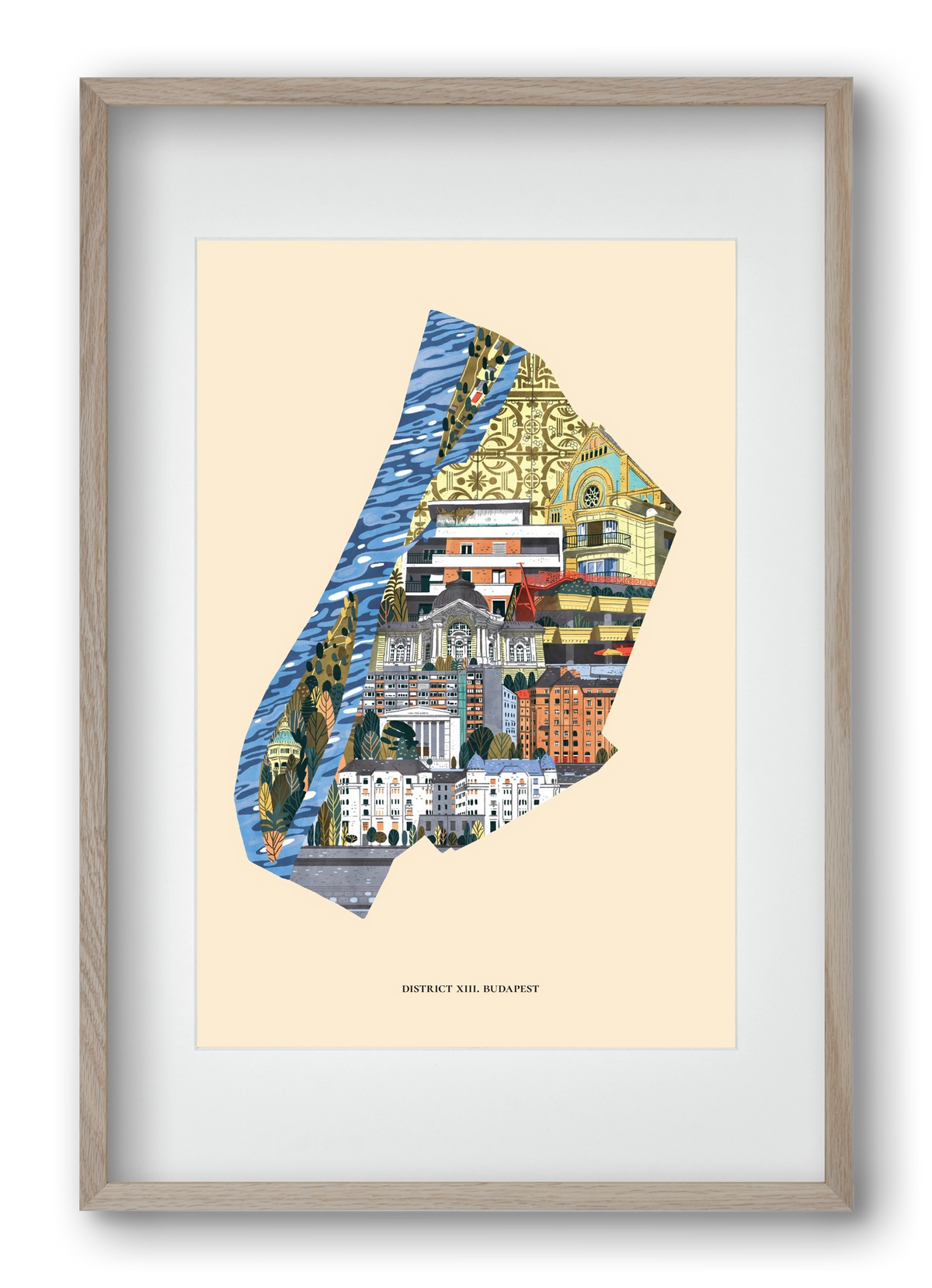 Budapest, XIII. kerület (B sorozat), 40x60 cm (30x45 cm), Tölgy keret, paszpartuval