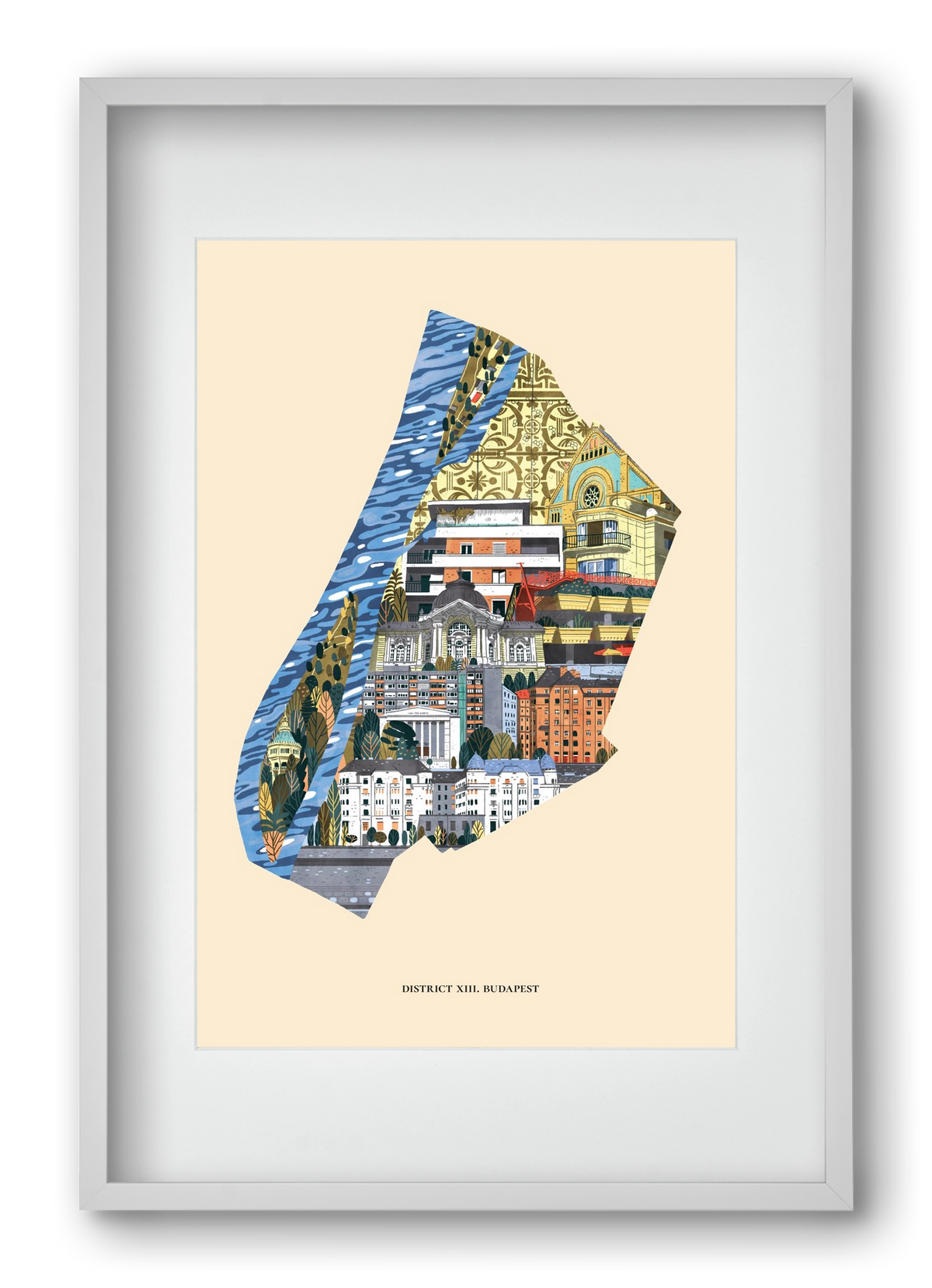 Budapest, XIII. kerület (B sorozat), 40x60 cm (30x45 cm), Fehér keret, paszpartuval